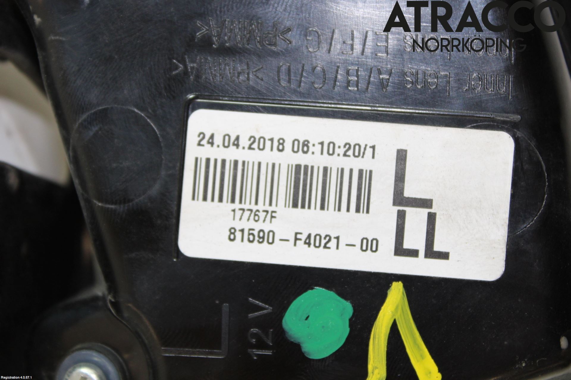 Toyota C-HR 16-23 Baklykt Venstre  På Luke(Indre
