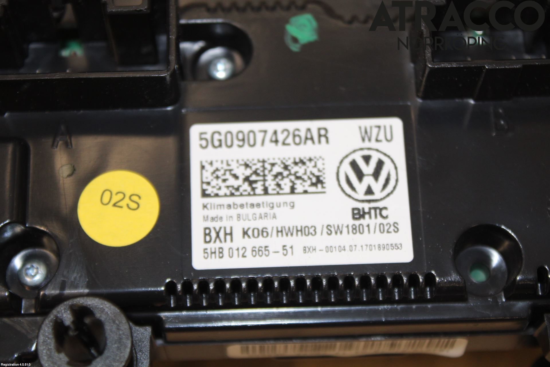 Volkswagen VW GOLF / E-GOLF VII 13-20 Varmeapparat Panel(Regulering)
