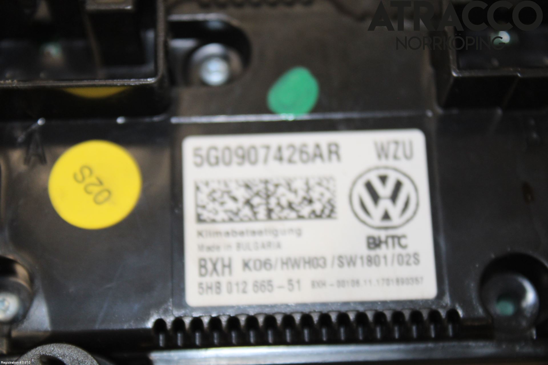 Volkswagen VW GOLF / E-GOLF VII 13-20 Varmeapparat Panel(Regulering)