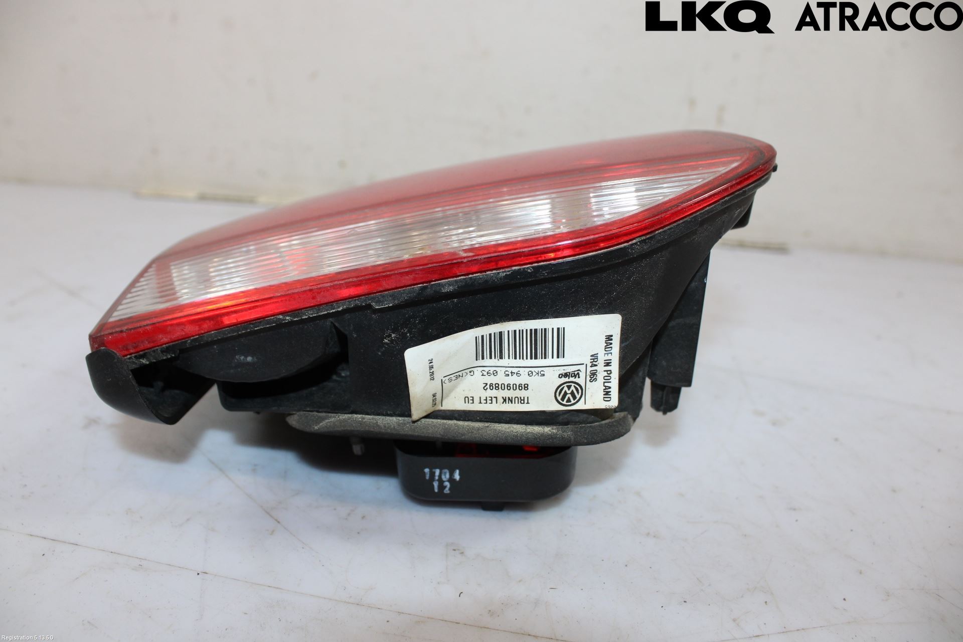 Volkswagen VW GOLF VI 09-13 Baklykt Venstre  På Luke(Indre