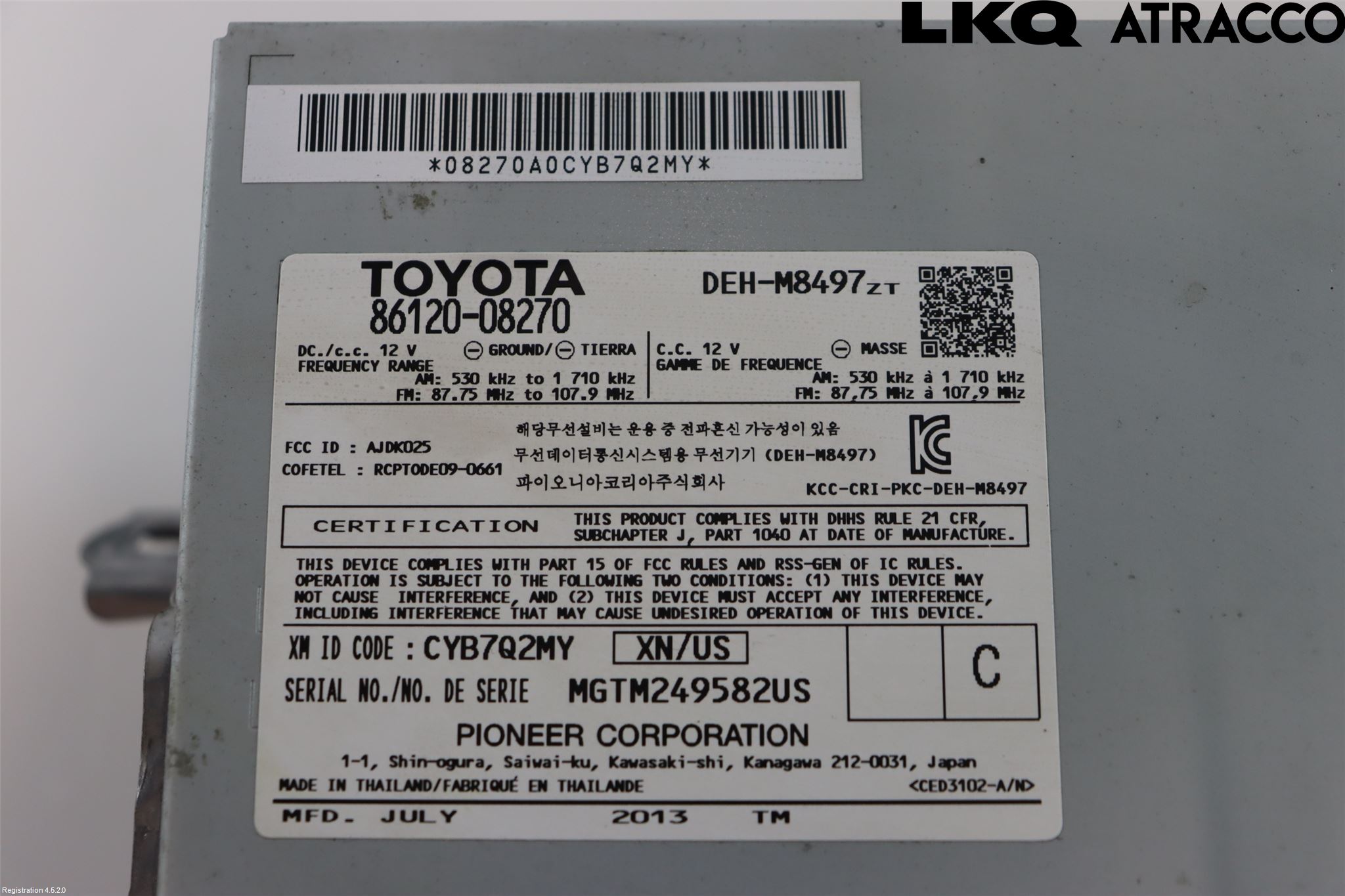Toyota ÖVRIGT/DIREKTIMP. Stereo Radio Med Cd