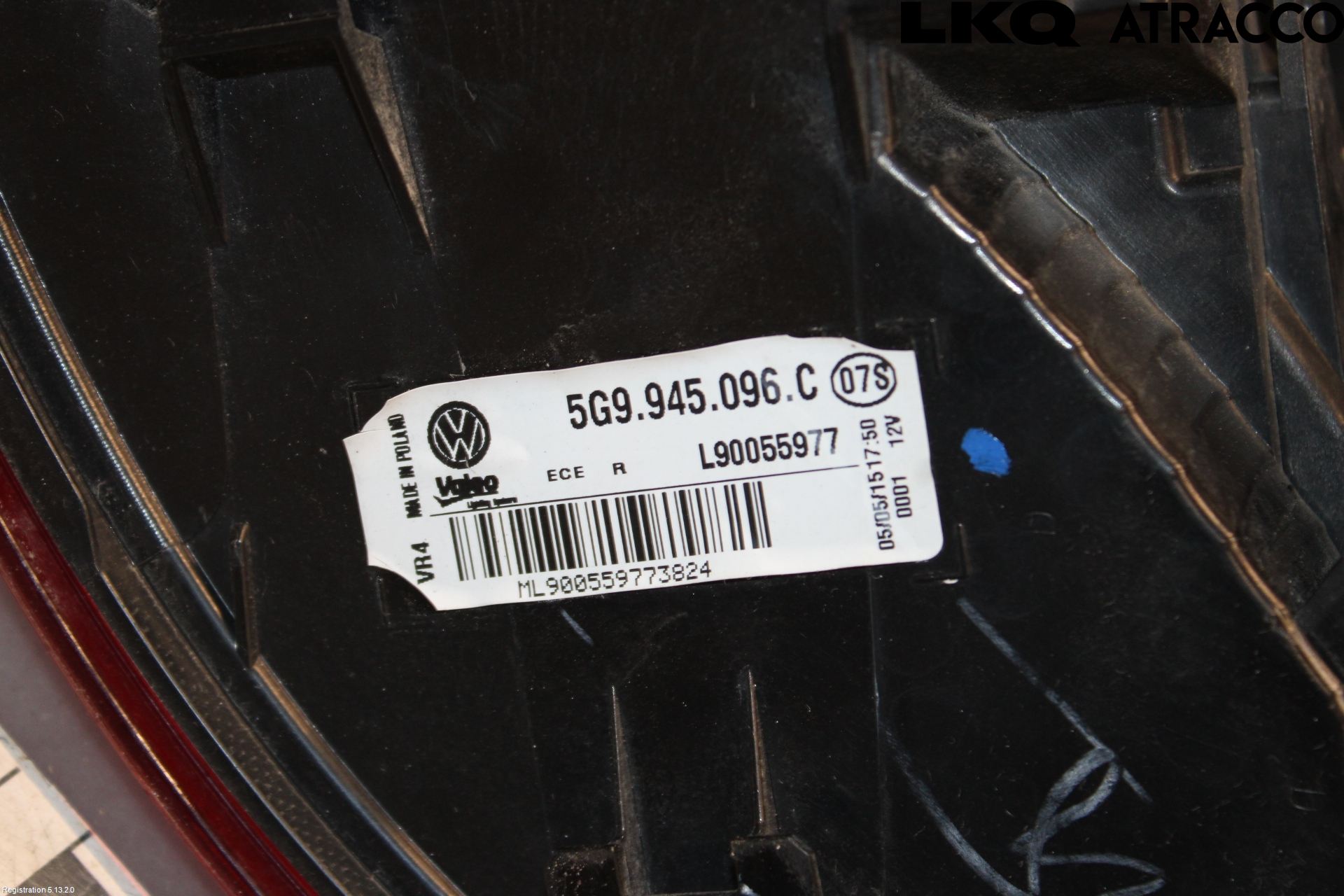 Volkswagen VW GOLF / E-GOLF VII 13-20 Baklykt Høyre