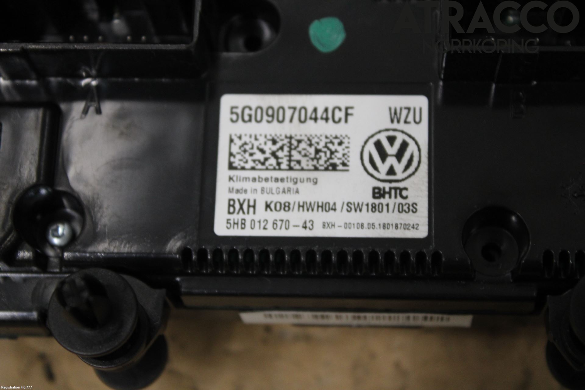Volkswagen VW GOLF / E-GOLF VII 13-20 Varmeapparat Panel(Regulering)