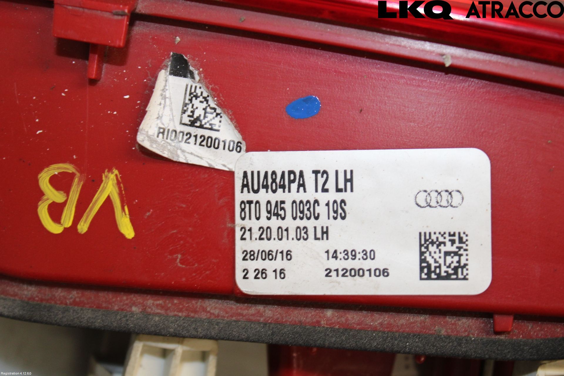 Audi A5 07-16 Baklykt Venstre  På Luke(Indre