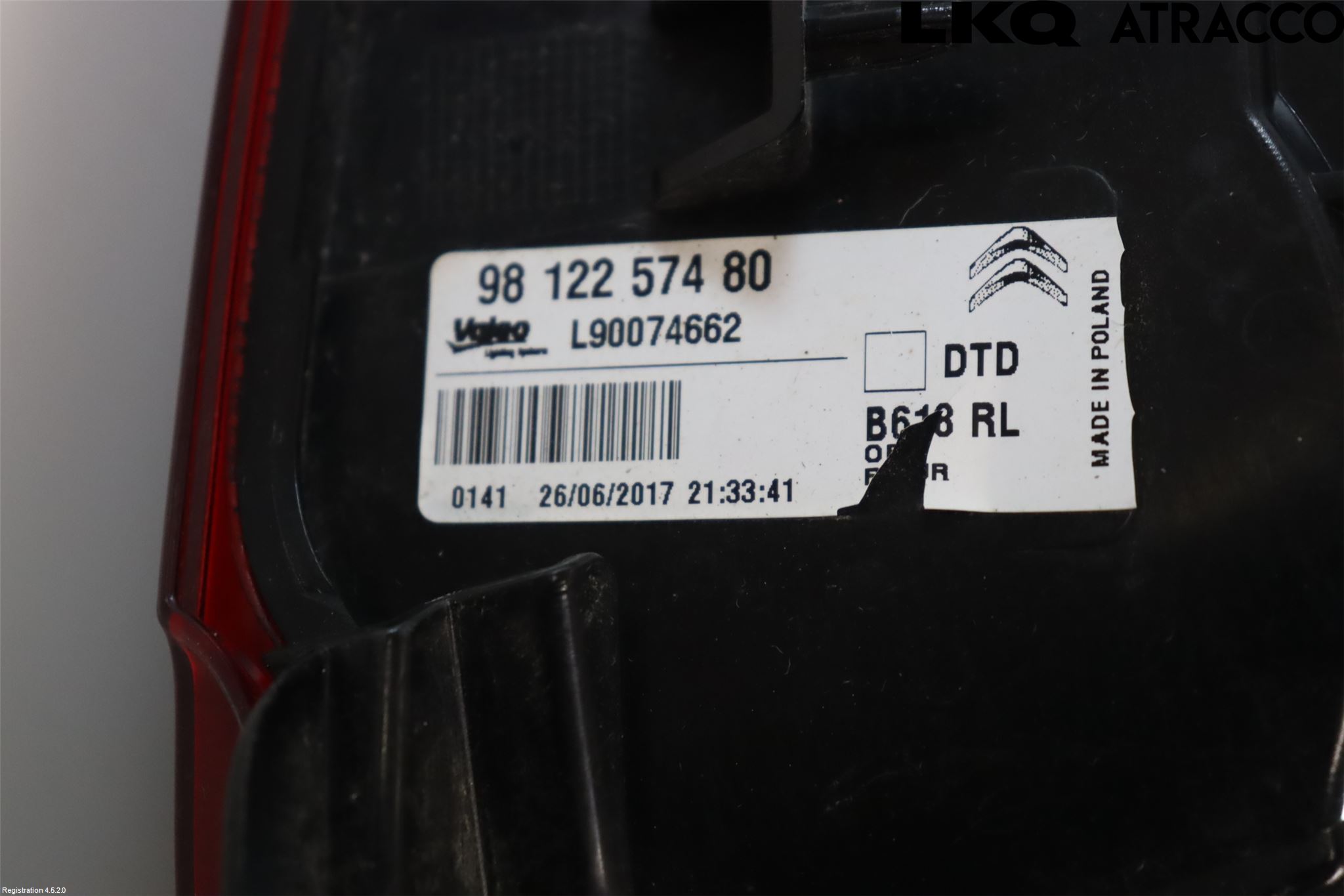 Citroen COTROEN C3 17-24 Baklykt Høyre