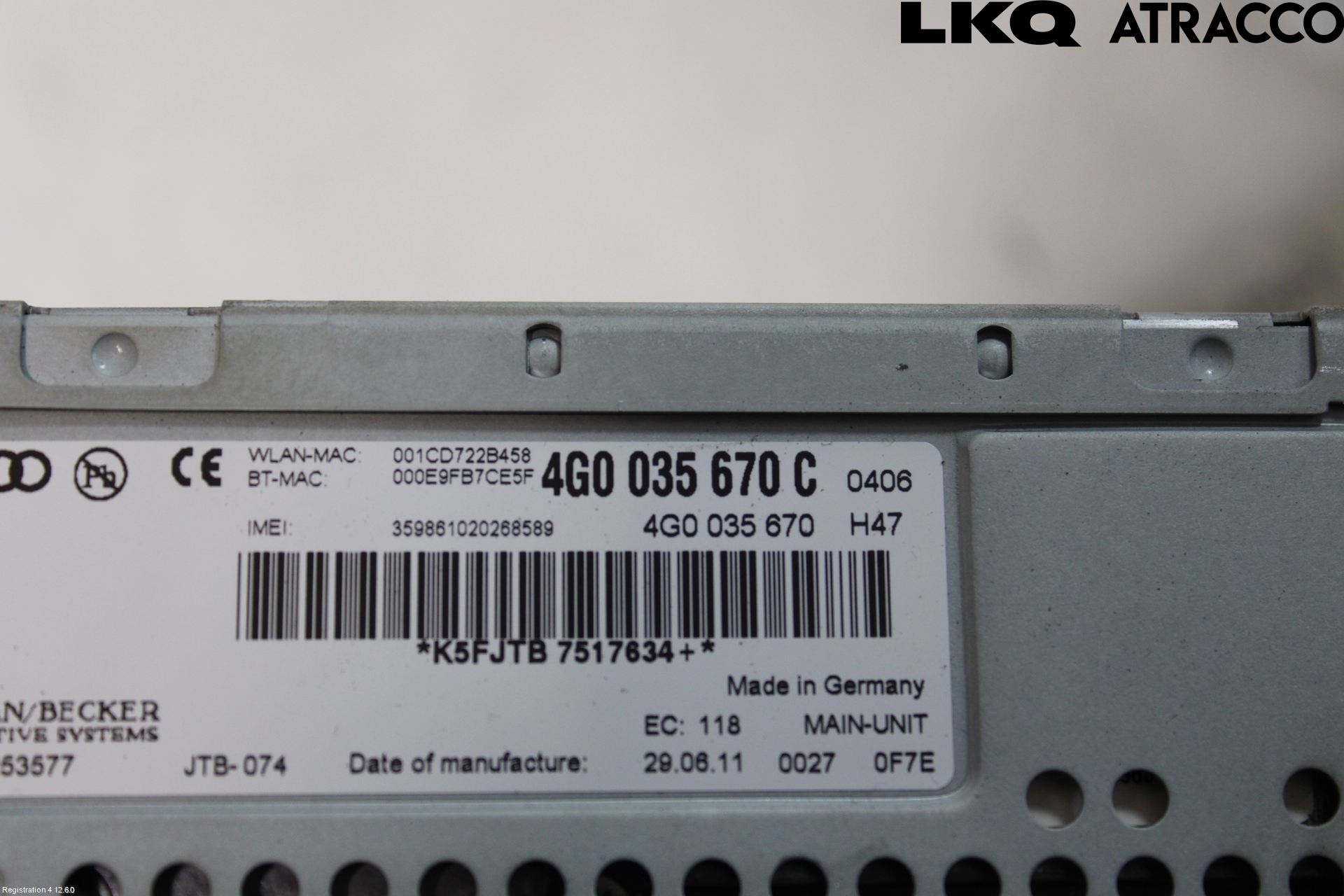 Audi A6/S6 4G 11-18 Stereo Radio Med Cd