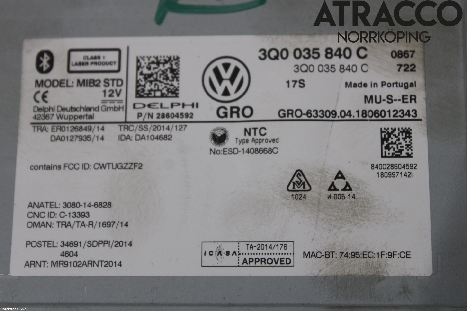 Volkswagen VW PASSAT 15-19 Stereo Radio Med Cd