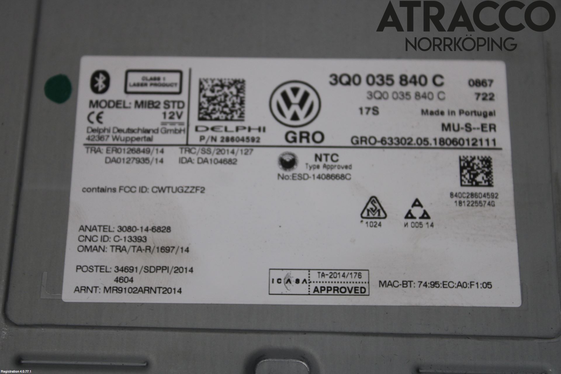 Volkswagen VW GOLF / E-GOLF VII 13-20 Stereo Radio Med Cd