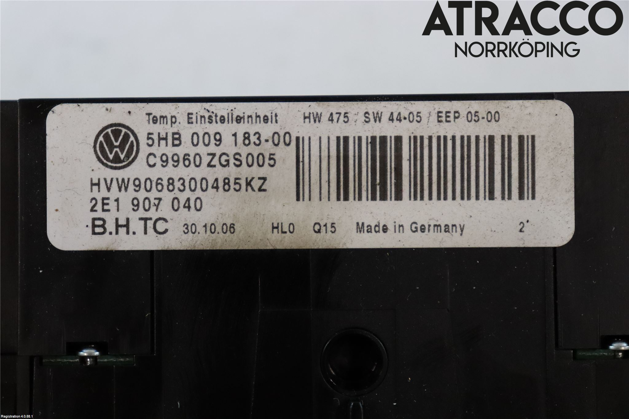 Volkswagen VW CRAFTER 06-16 Varmeapparat Panel(Regulering)
