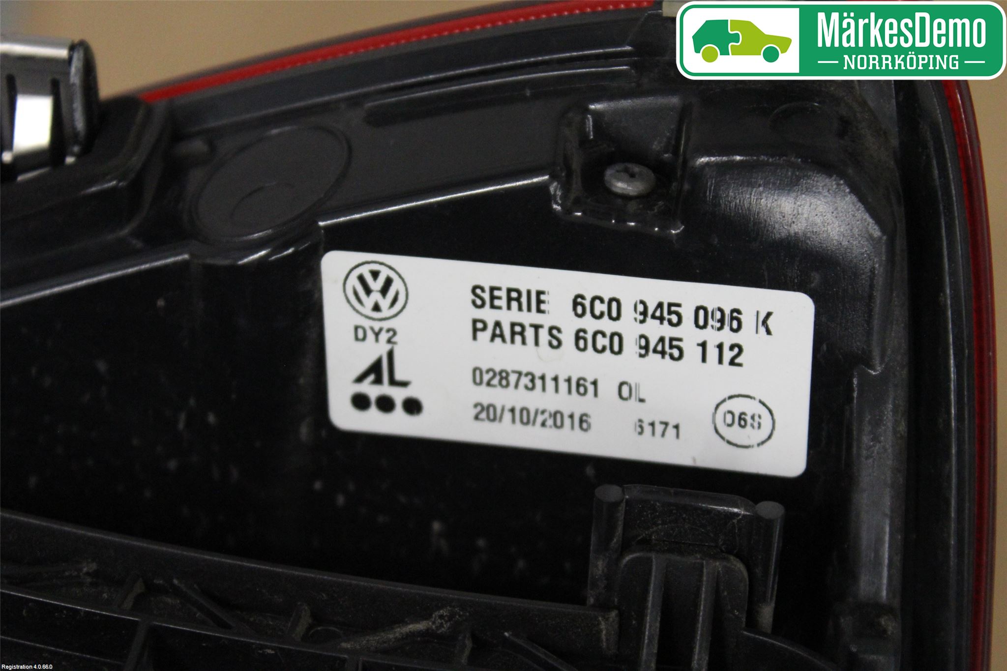 Volkswagen VW POLO 10-17 Baklykt Høyre