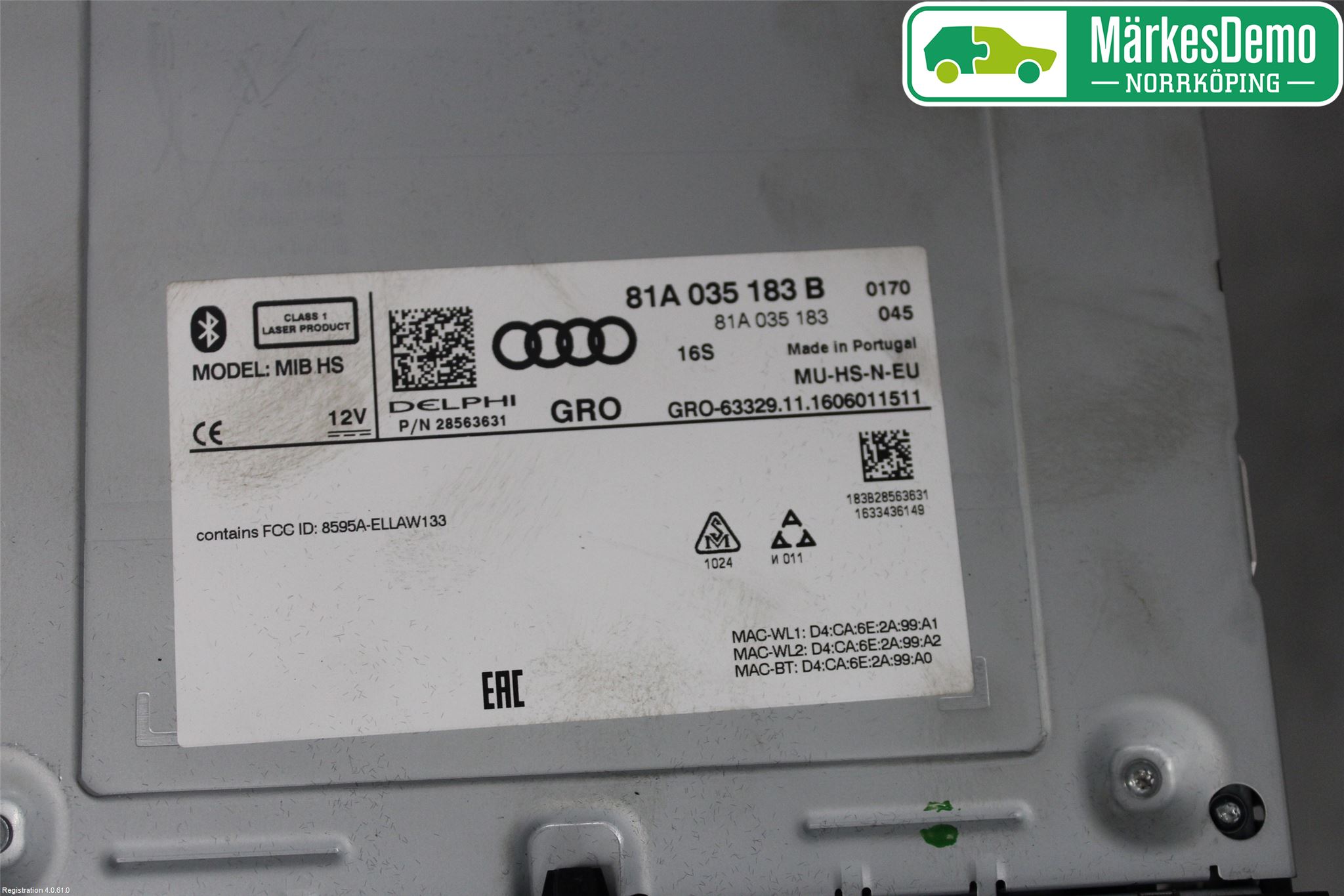 Audi A3/S3 8V 13-20 Stereo Radio Med Cd