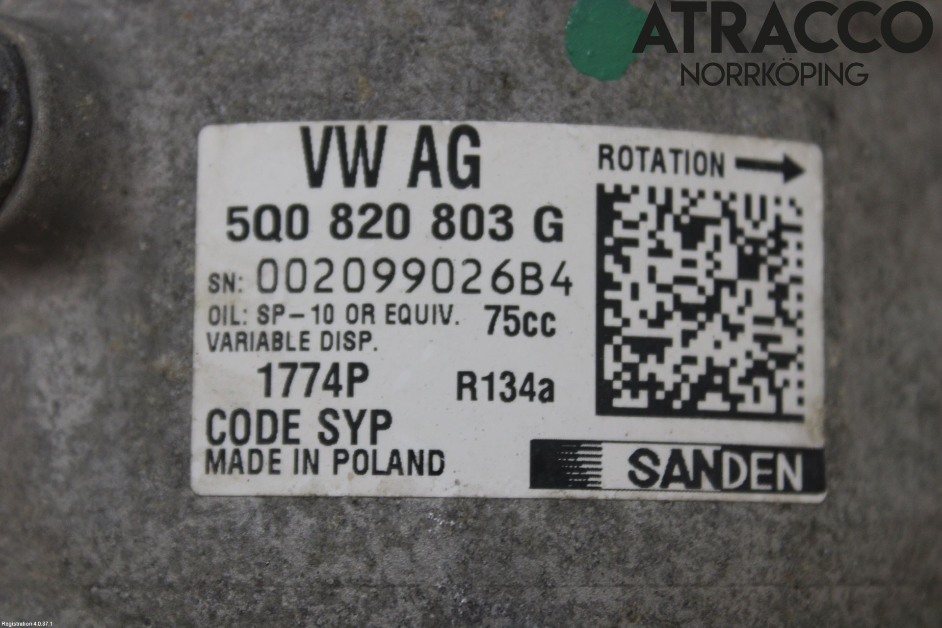Volkswagen VW CADDY 16-20 Varme Ac Kompressor