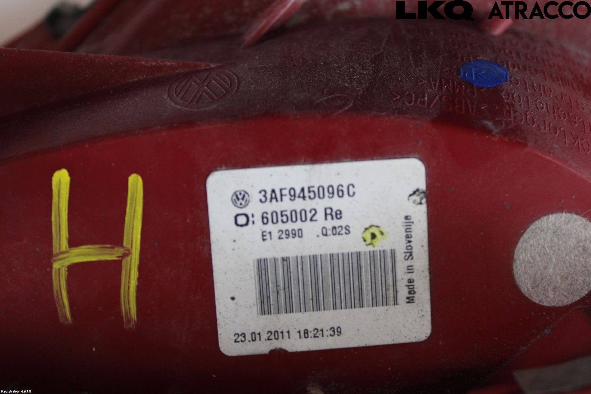 Volkswagen VW PASSAT 11-14 Baklykt Høyre