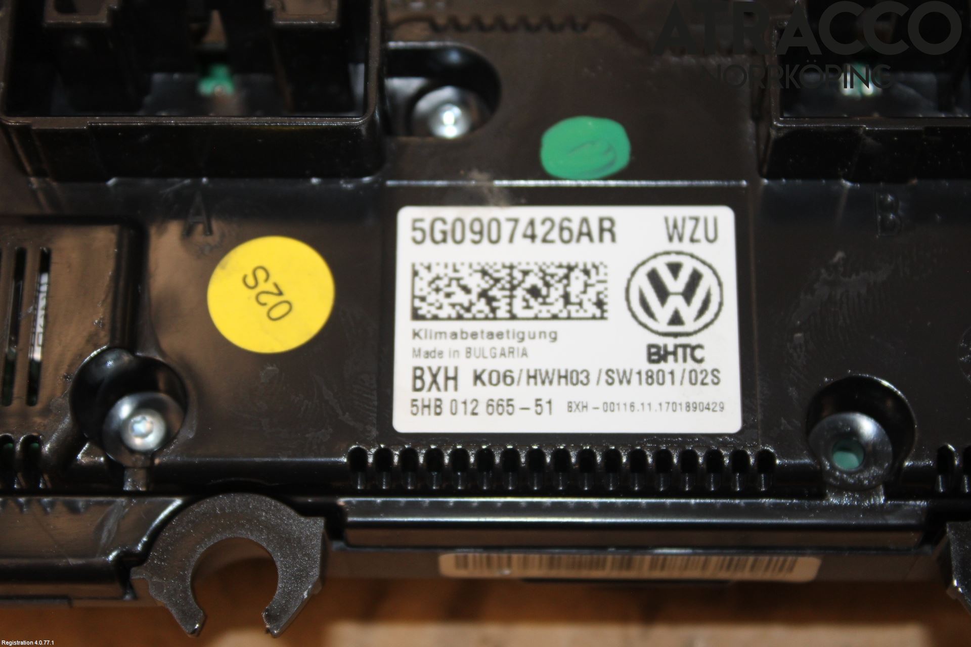 Volkswagen VW GOLF / E-GOLF VII 13-20 Varmeapparat Panel(Regulering)