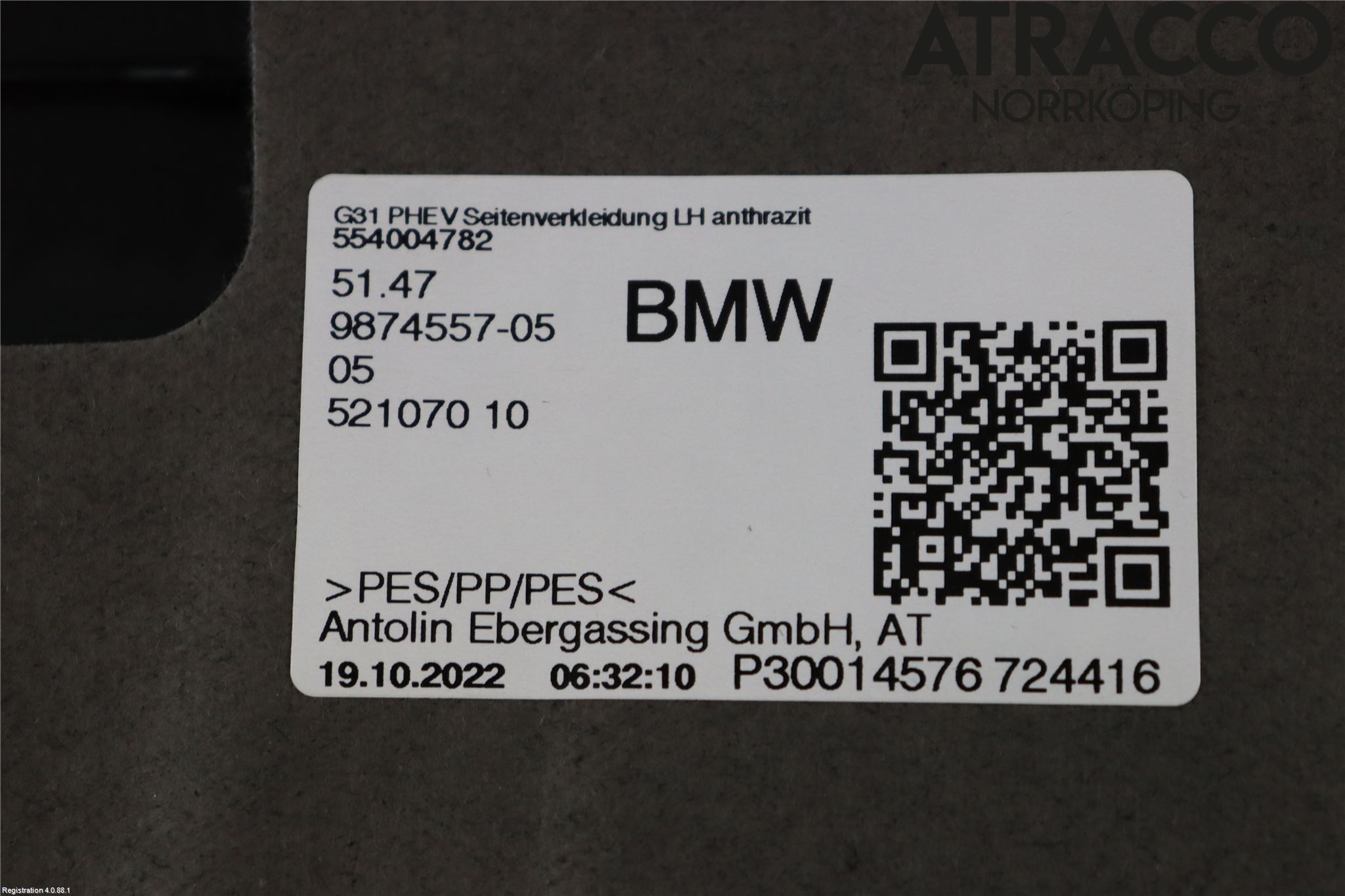 BMW 5 G30/G31/F90 17-23 Innr Sidetrekk-Deksel