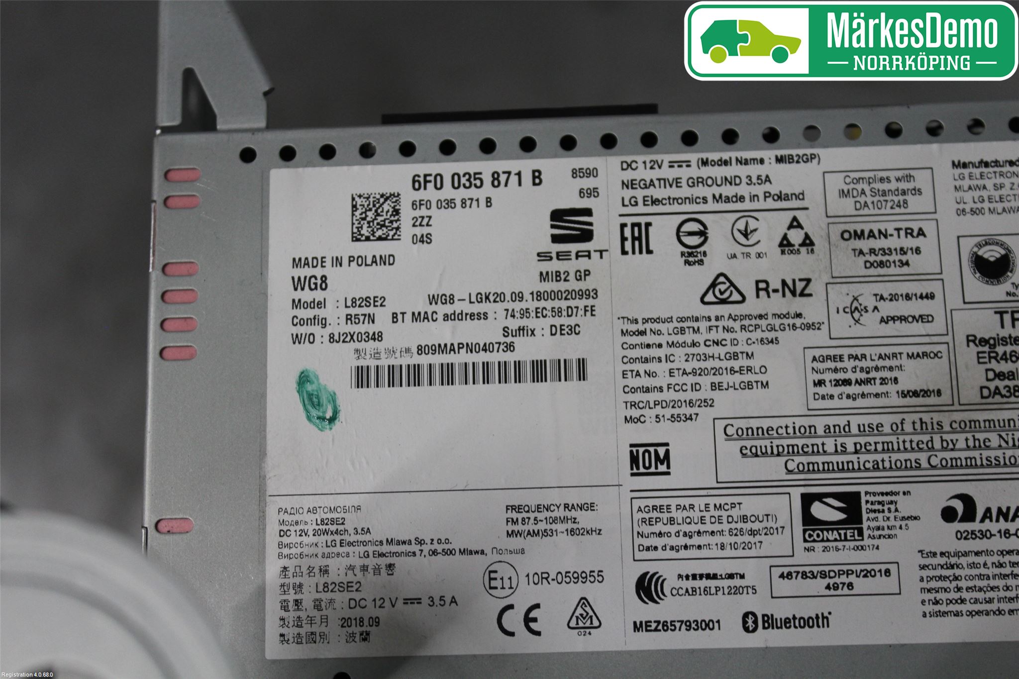 Seat IBIZA V 17-20 Stereo Radio Med Cd