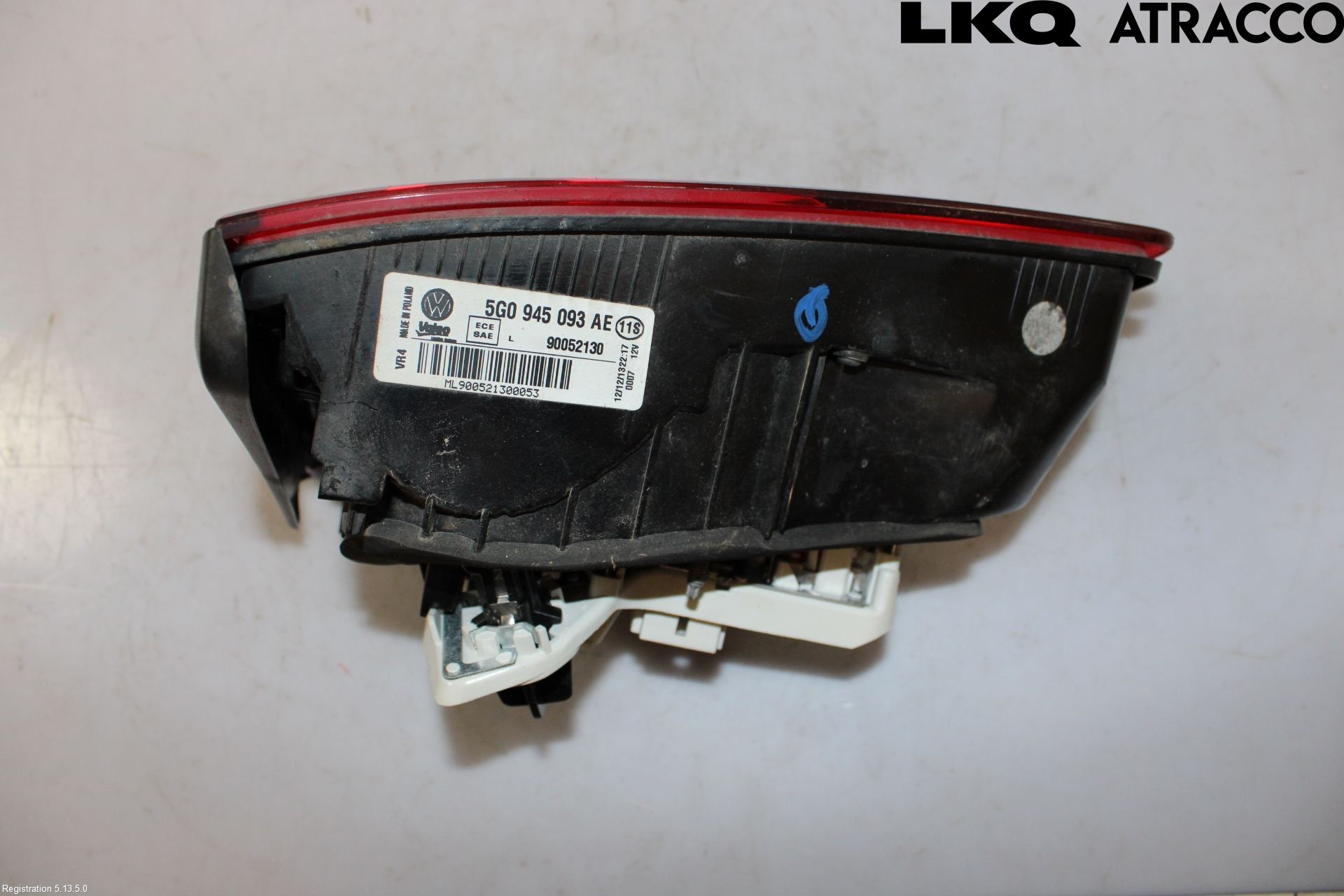 Volkswagen VW GOLF / E-GOLF VII 13-20 Baklykt Venstre  På Luke(Indre