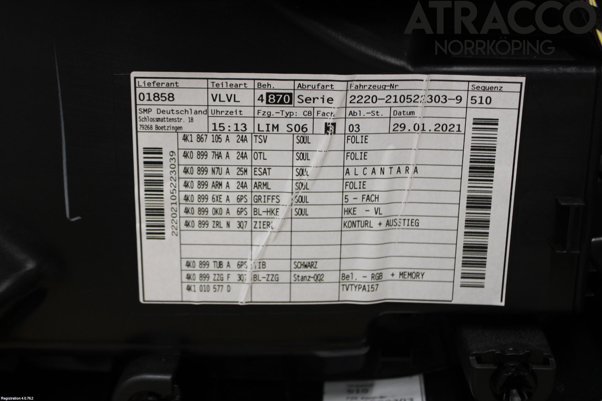 Audi A6 F2/C8 19- Innr Dørtrekk Venstre
