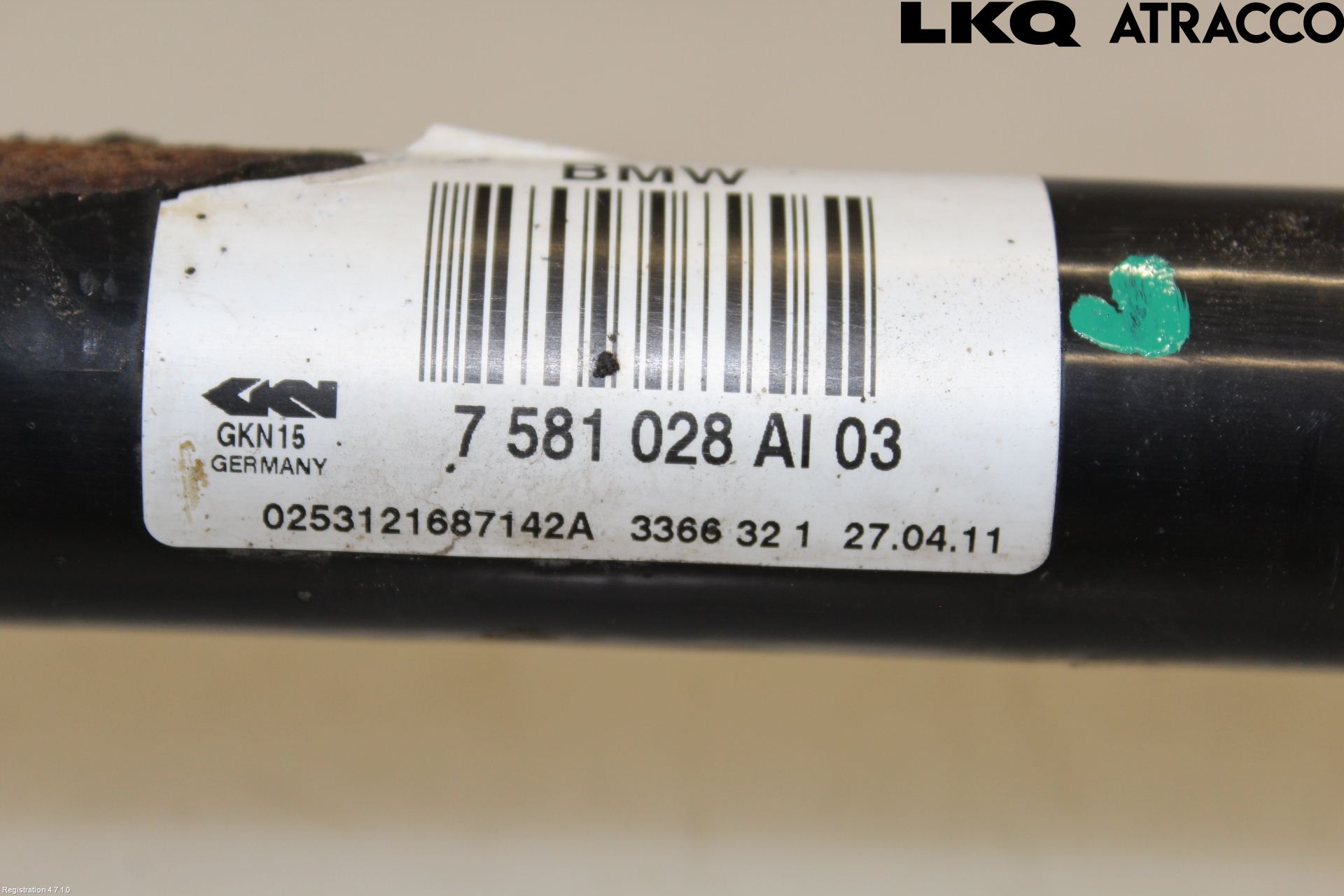 BMW 5 F10/F11/F18 09-17 Drivaksel Bak Kompl Høyre