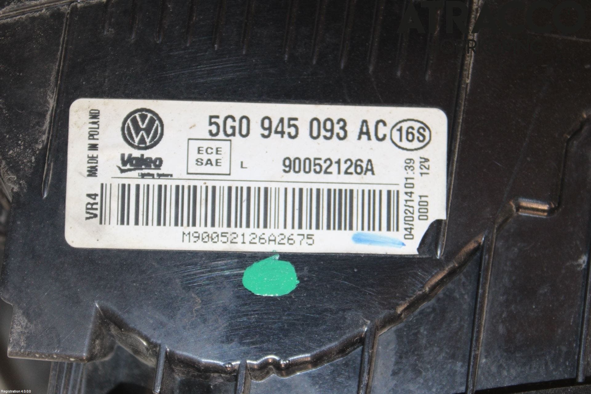 Volkswagen VW GOLF / E-GOLF VII 13-20 Baklykt Venstre På Luke(Indre