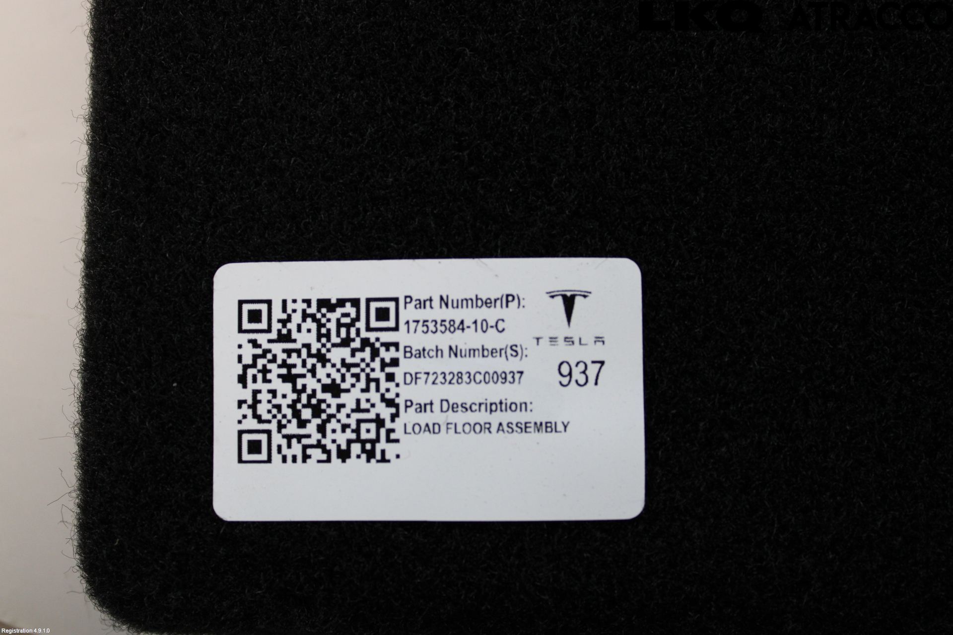 Tesla MODEL 3 17- Innr Bagasjeromkledsel
