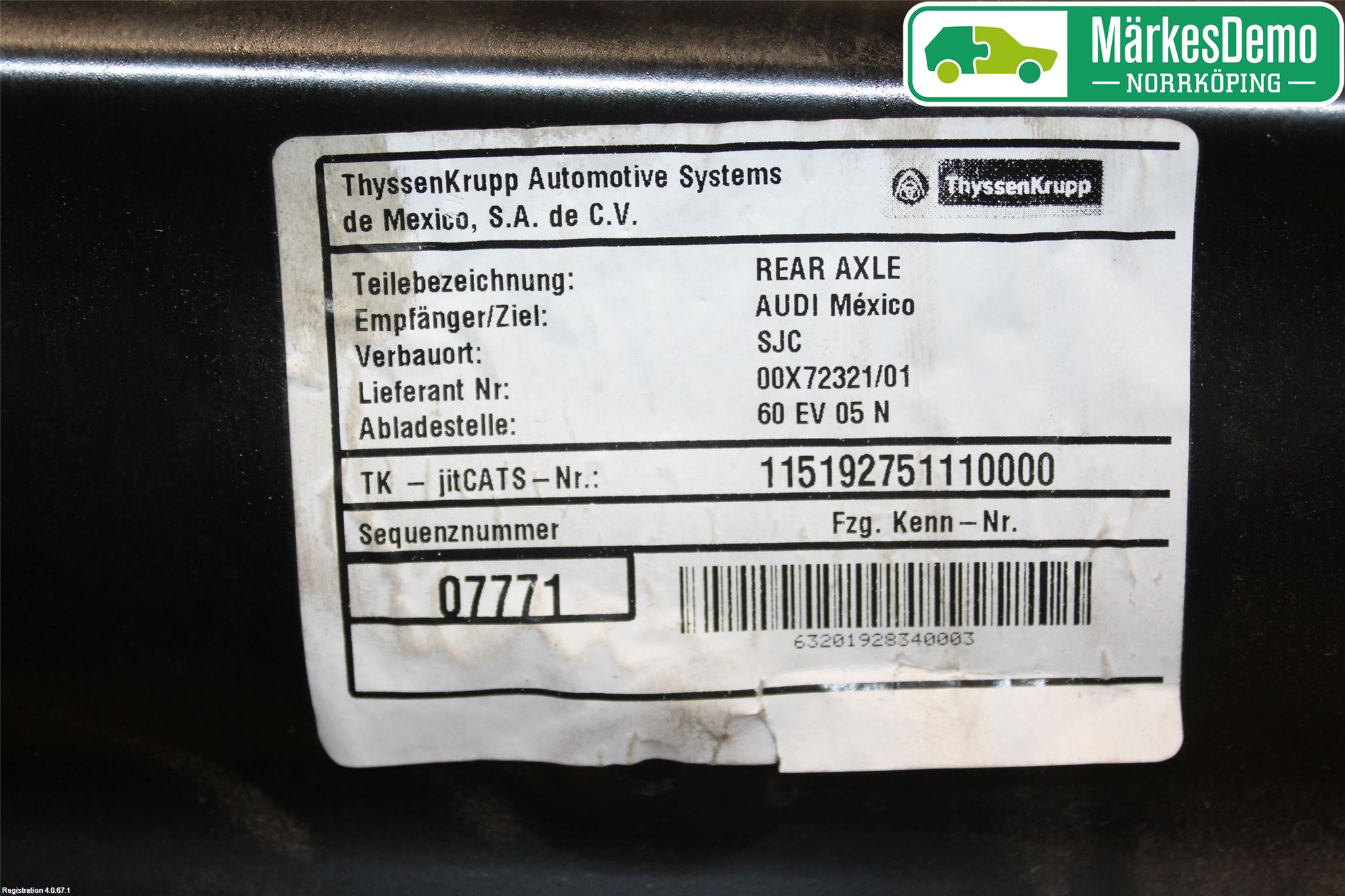 Audi Q5/SQ5 17- Bakaksel Feste Travers-Ramme