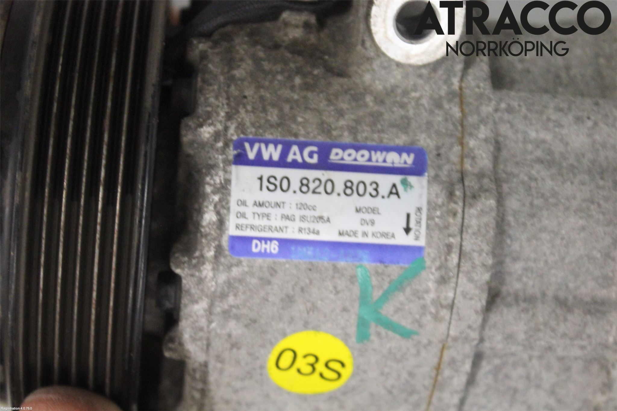 Volkswagen VW UP! / E-UP! Varme Ac Kompressor