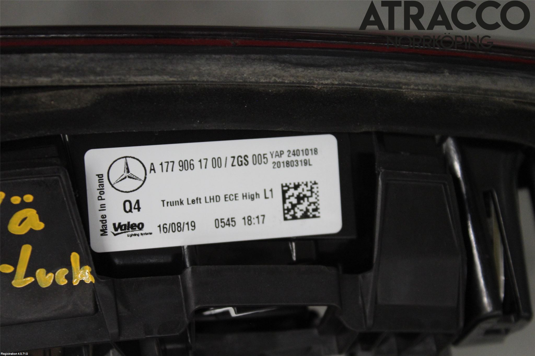 Mercedes-Benz MB A-KLASS (W177) 18- Baklykt Venstre  På Luke(Indre