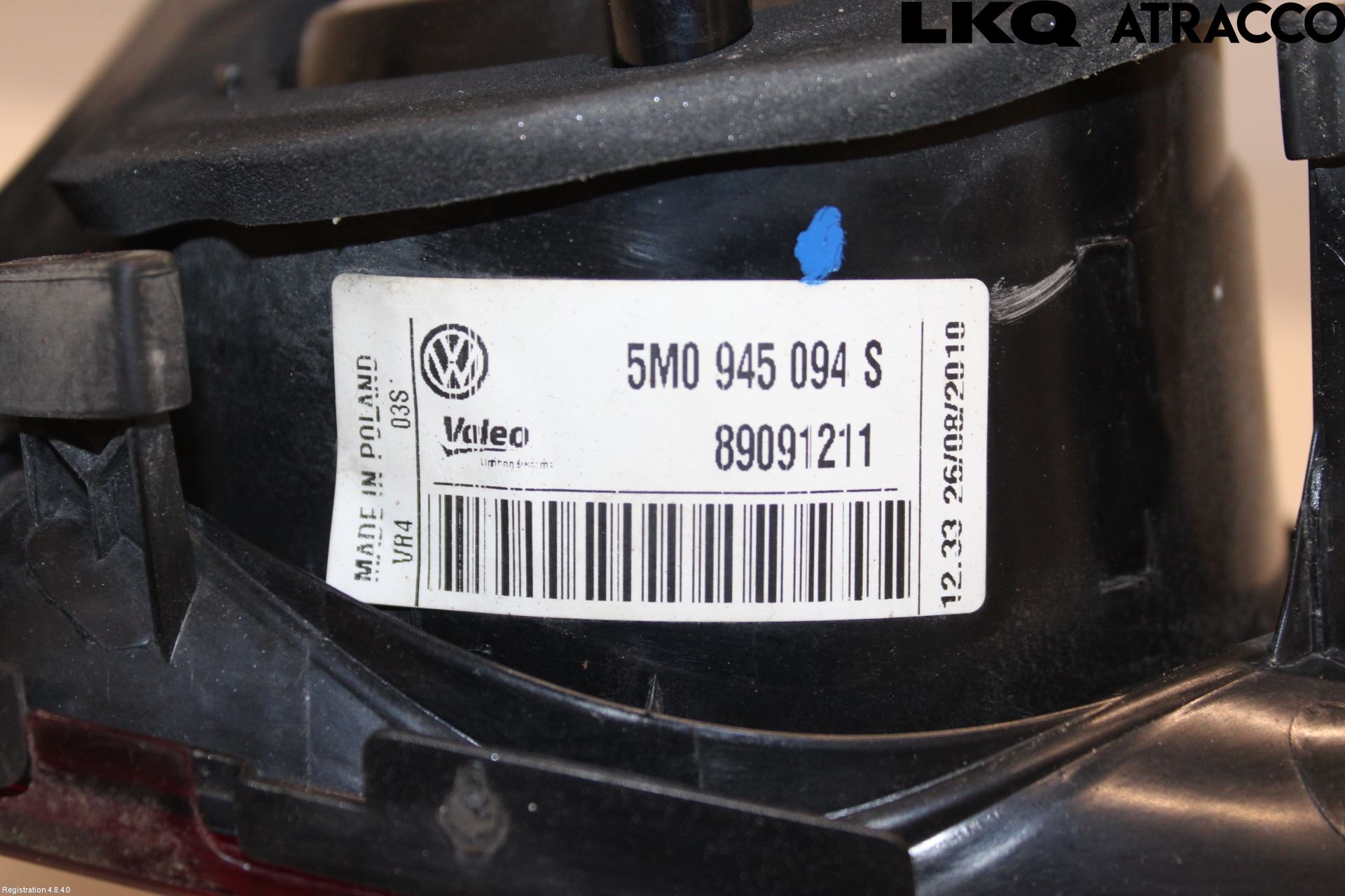 Volkswagen VW GOLF PLUS/CROSS GOLF 04-14 Baklykt Høyre  På Luke(Indre)