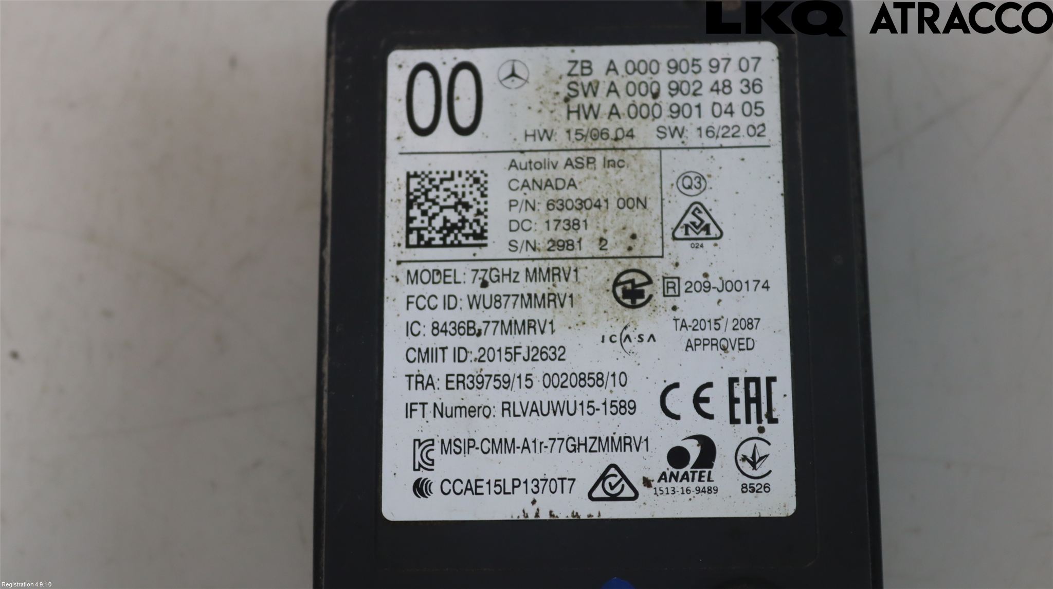 Mercedes-Benz MB S-KLASS (W222) 13-20 Sensor Kollisjonsbeskyttelse