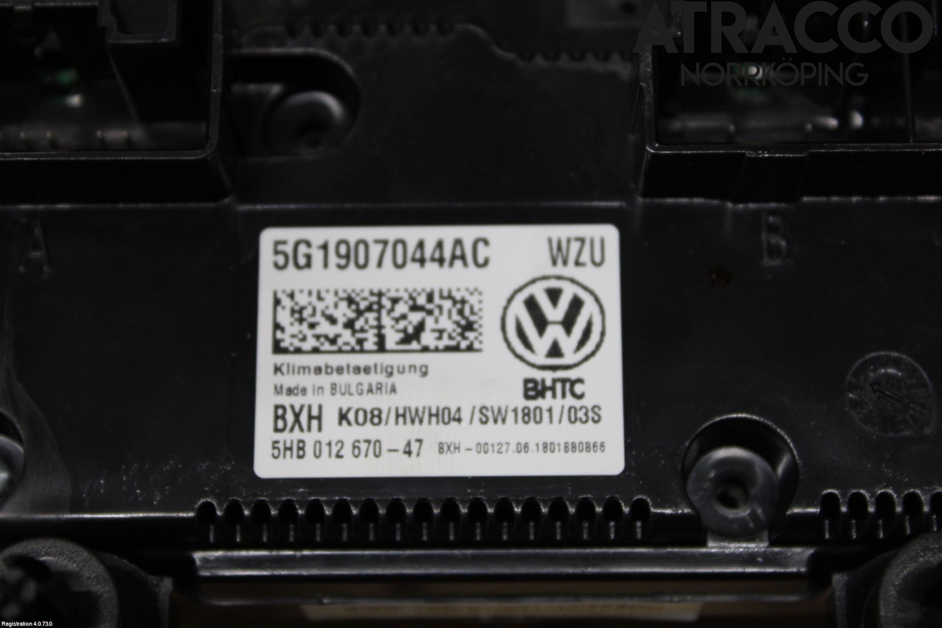 Volkswagen VW GOLF / E-GOLF VII 13-20 Varmeapparat Panel(Regulering)