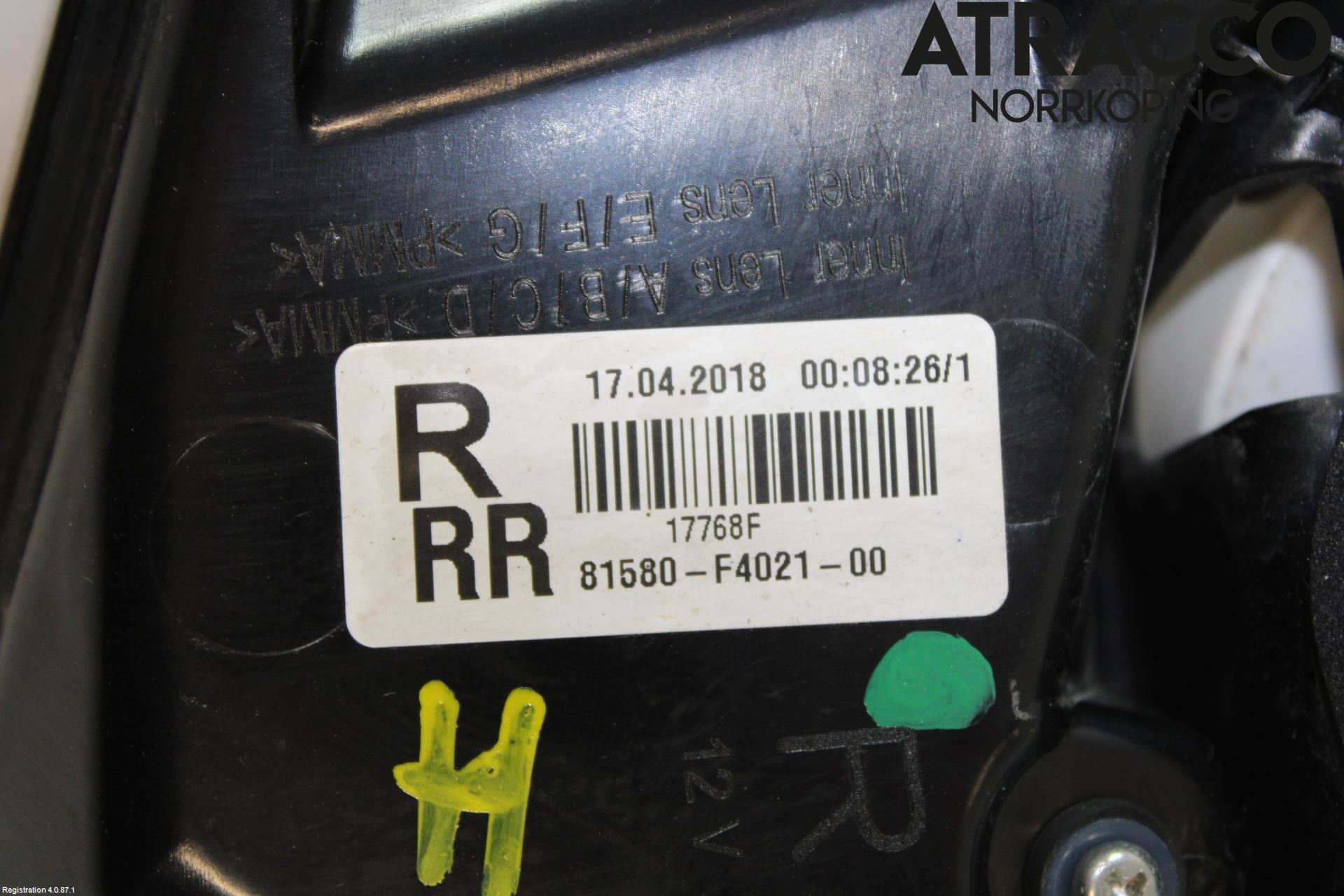 Toyota C-HR 16-23 Baklykt Høyre  På Luke(Indre)