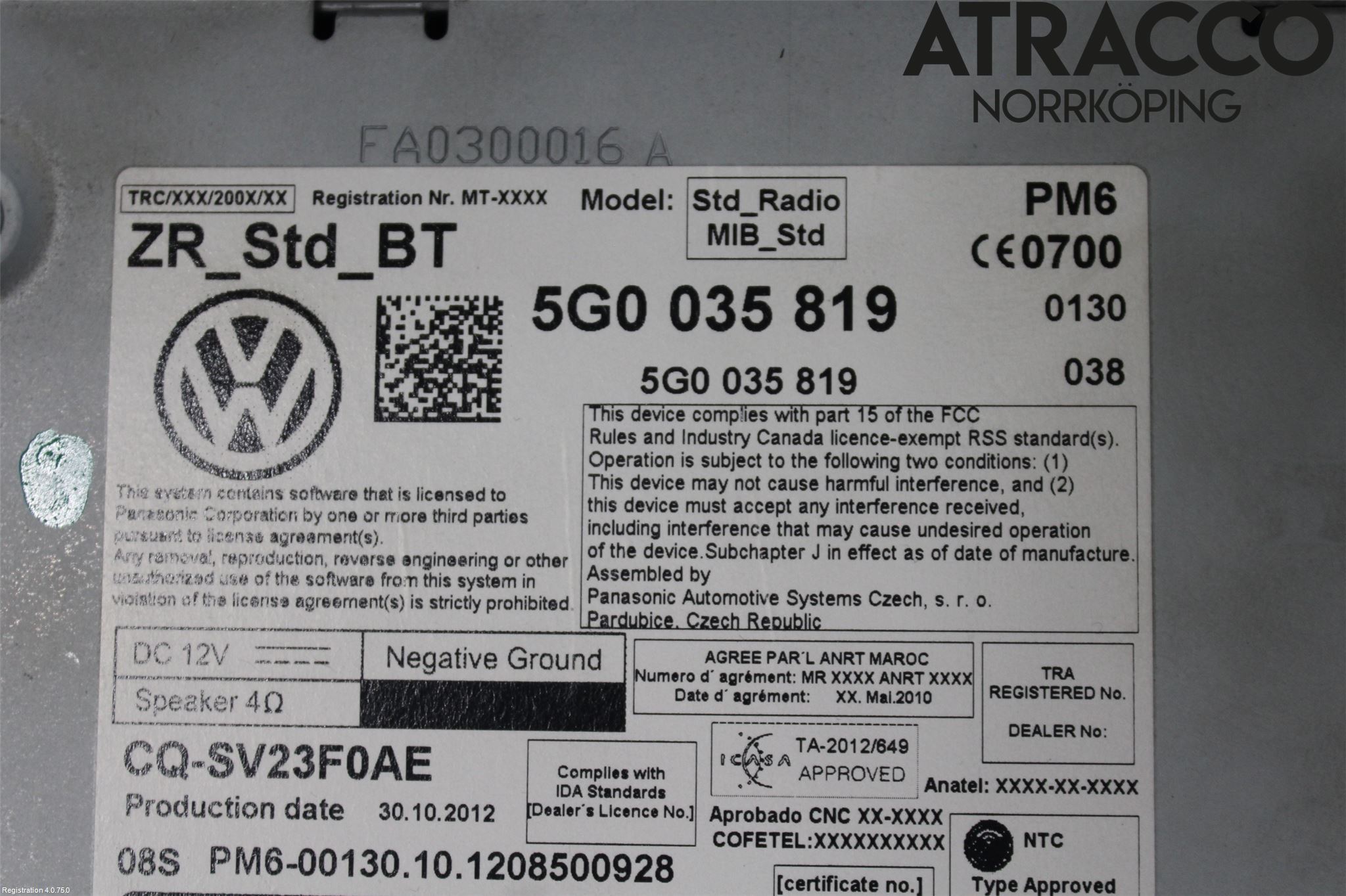 Volkswagen VW GOLF / E-GOLF VII 13-20 Stereo Radio Med Cd