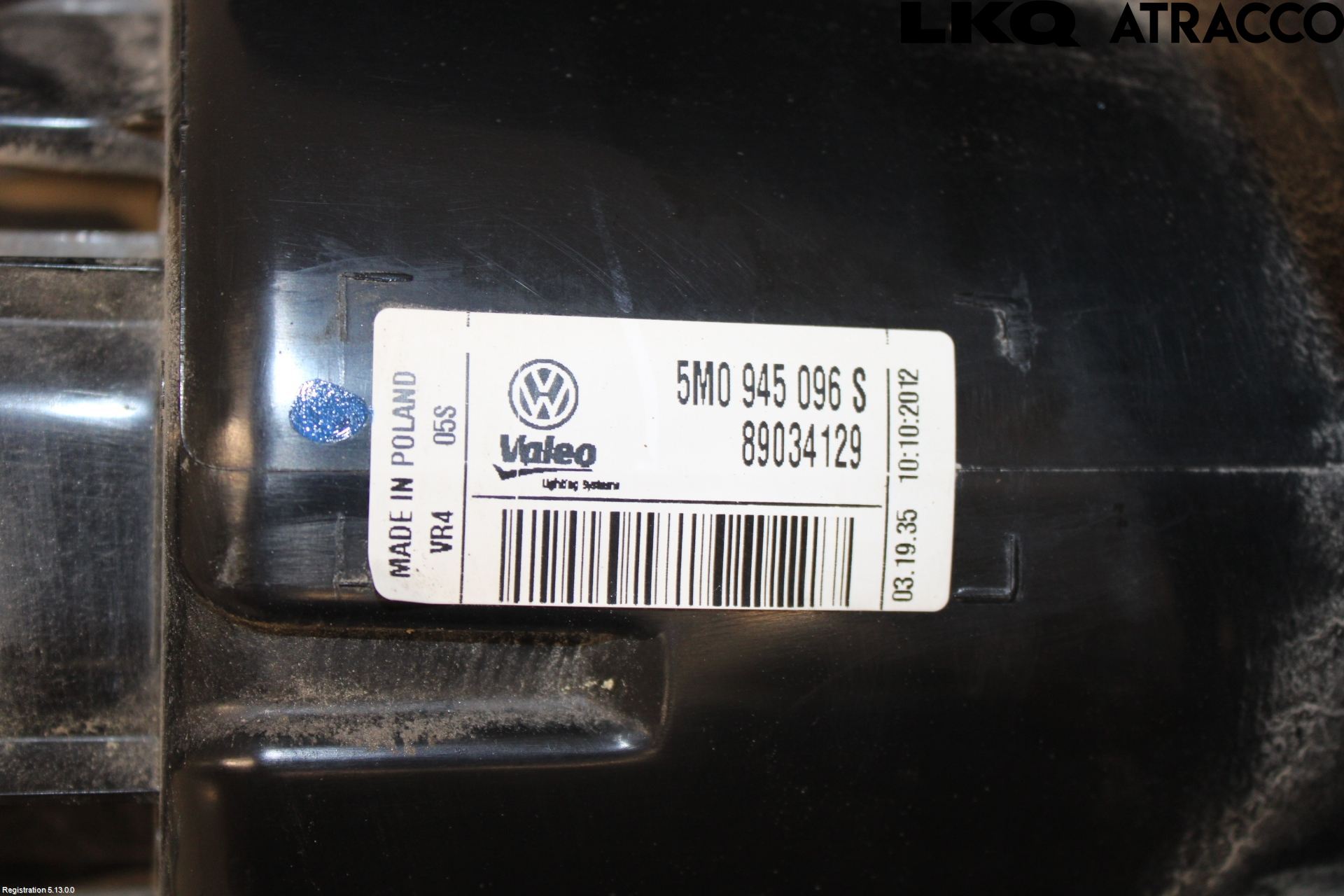 Volkswagen VW GOLF PLUS/CROSS GOLF 04-14 Baklykt Høyre