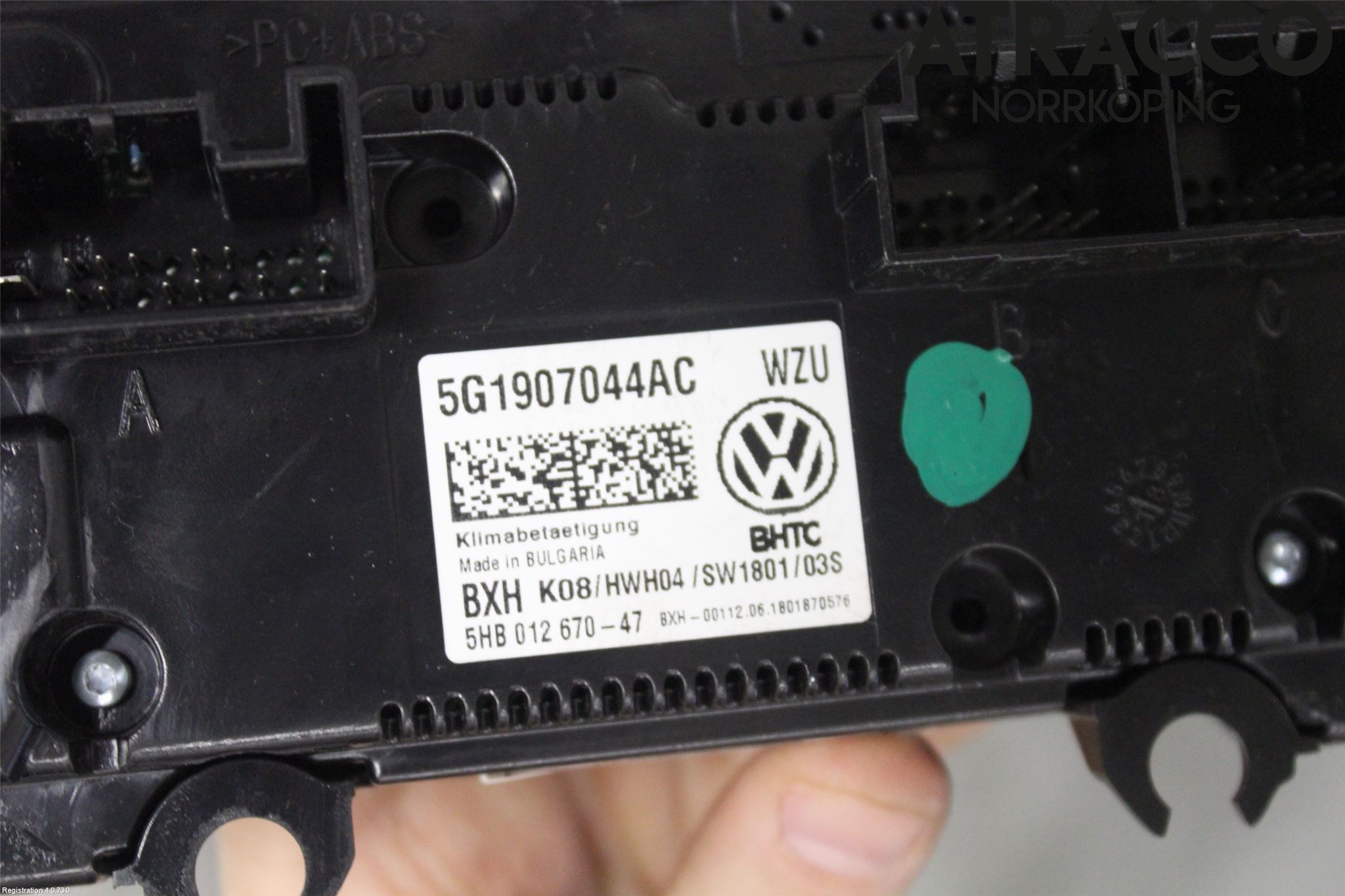 Volkswagen VW GOLF / E-GOLF VII 13-20 Varmeapparat Panel(Regulering)