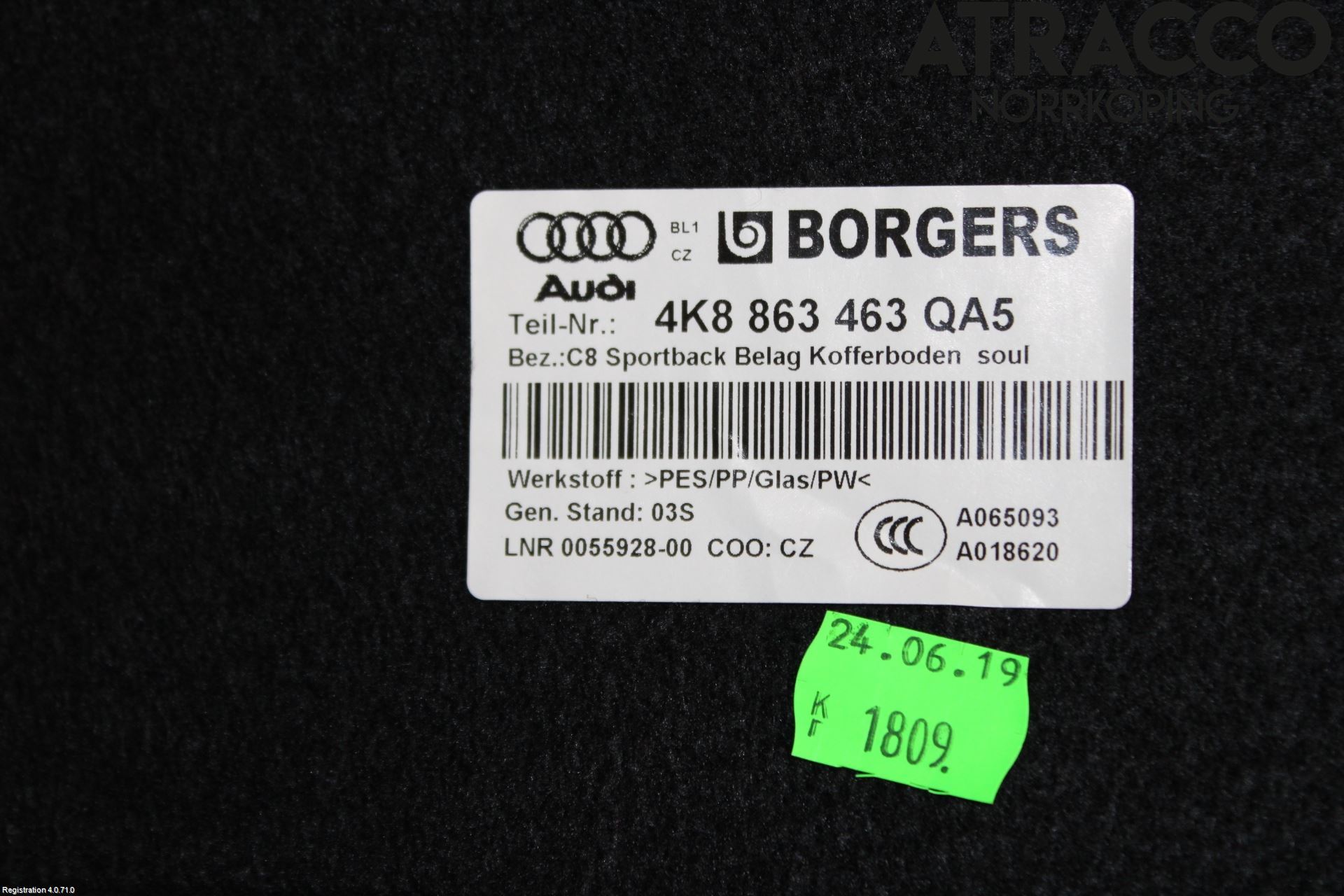Audi A7 Sportback 4K 18- Innr Bagasjeromkledsel