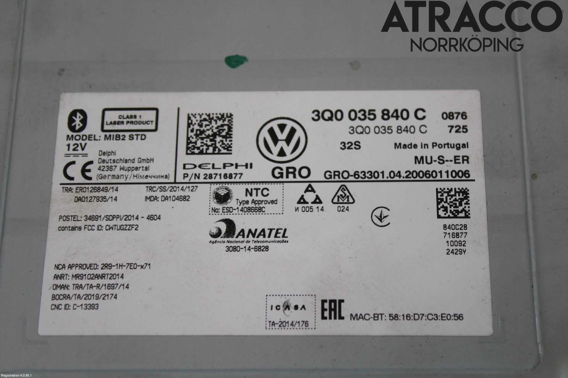Volkswagen VW GOLF / E-GOLF VII 13-20 Stereo Radio Med Cd