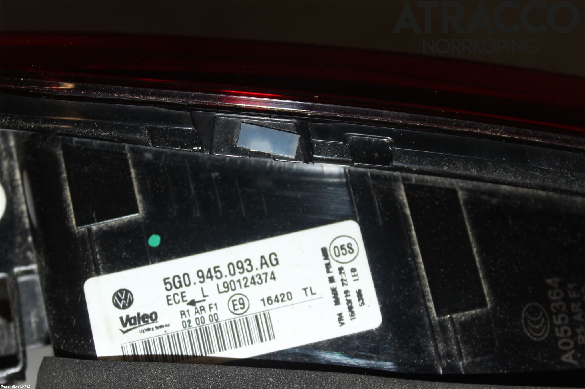 Volkswagen VW GOLF / E-GOLF VII 13-20 Baklykt Venstre  På Luke(Indre