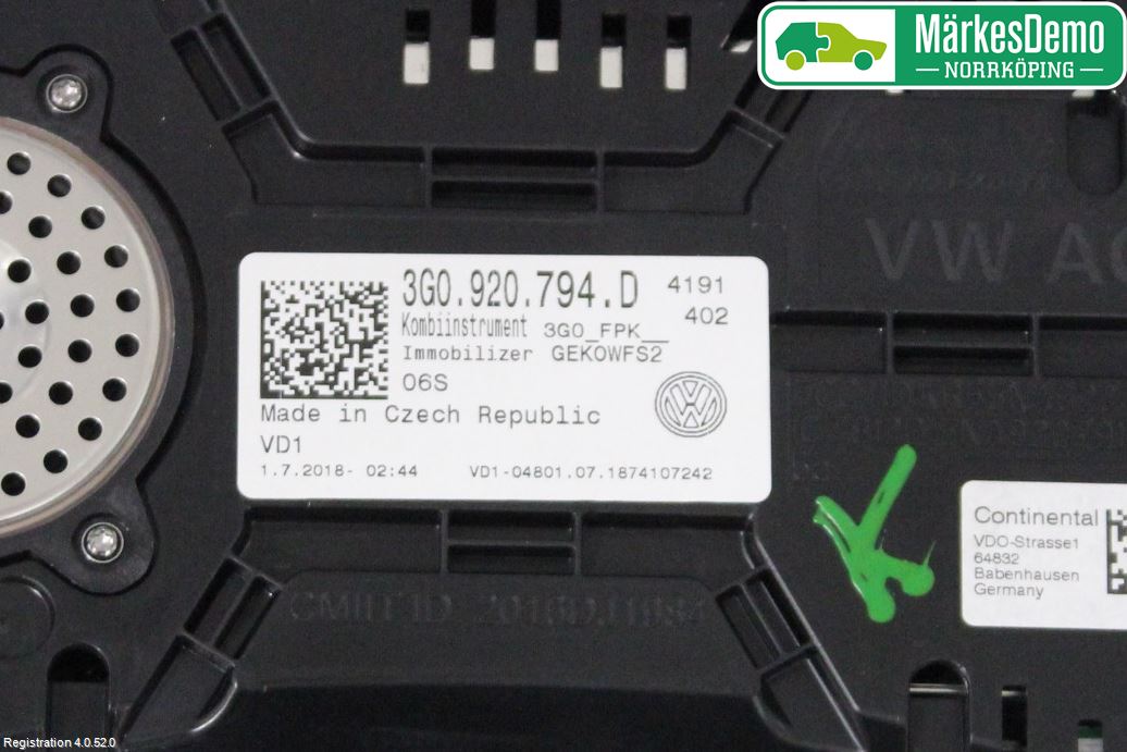 Volkswagen VW PASSAT 15-19 Instr Kombinert
