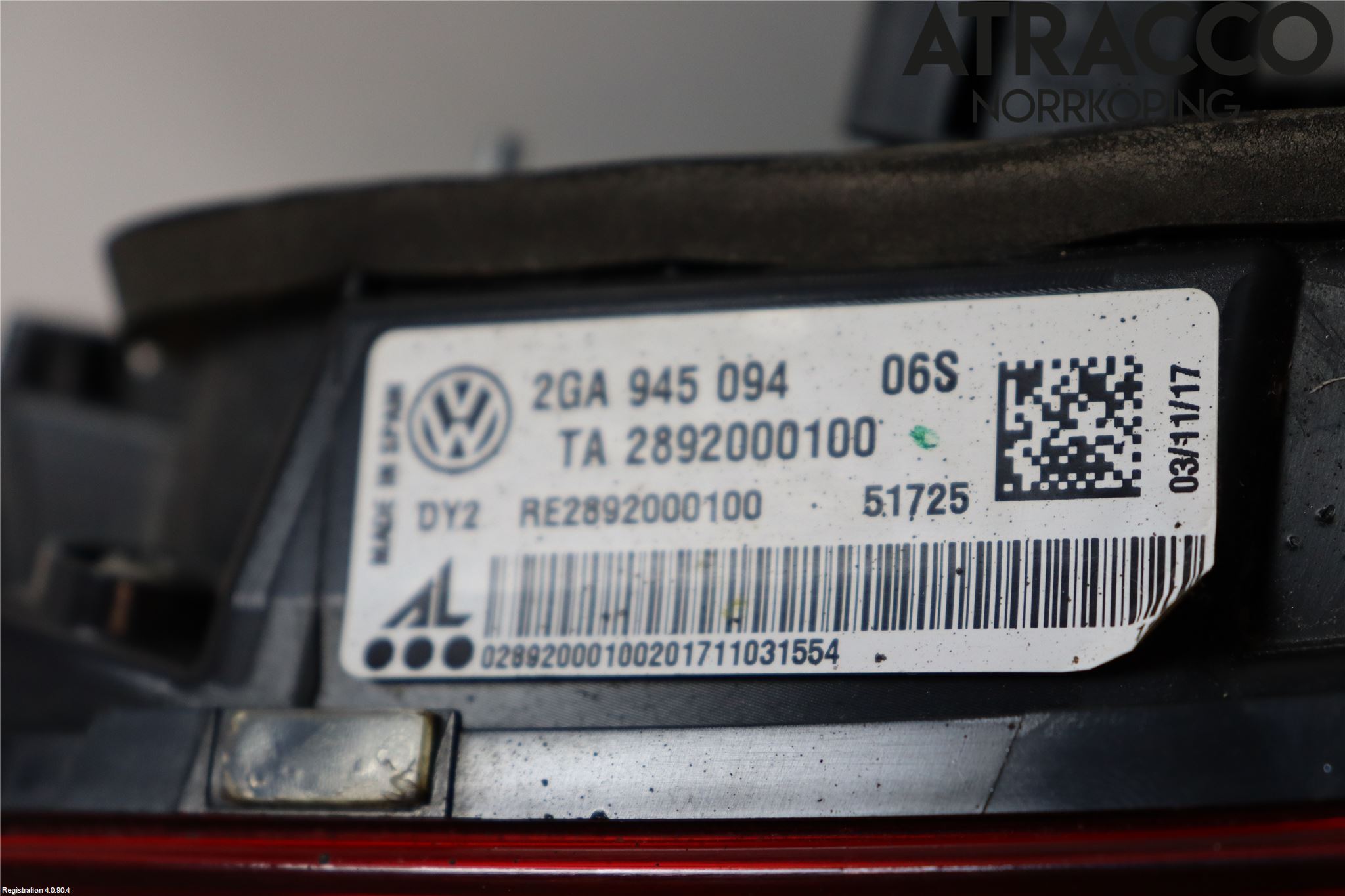 Volkswagen VW T-ROC 18- Baklykt Høyre  På Luke(Indre)