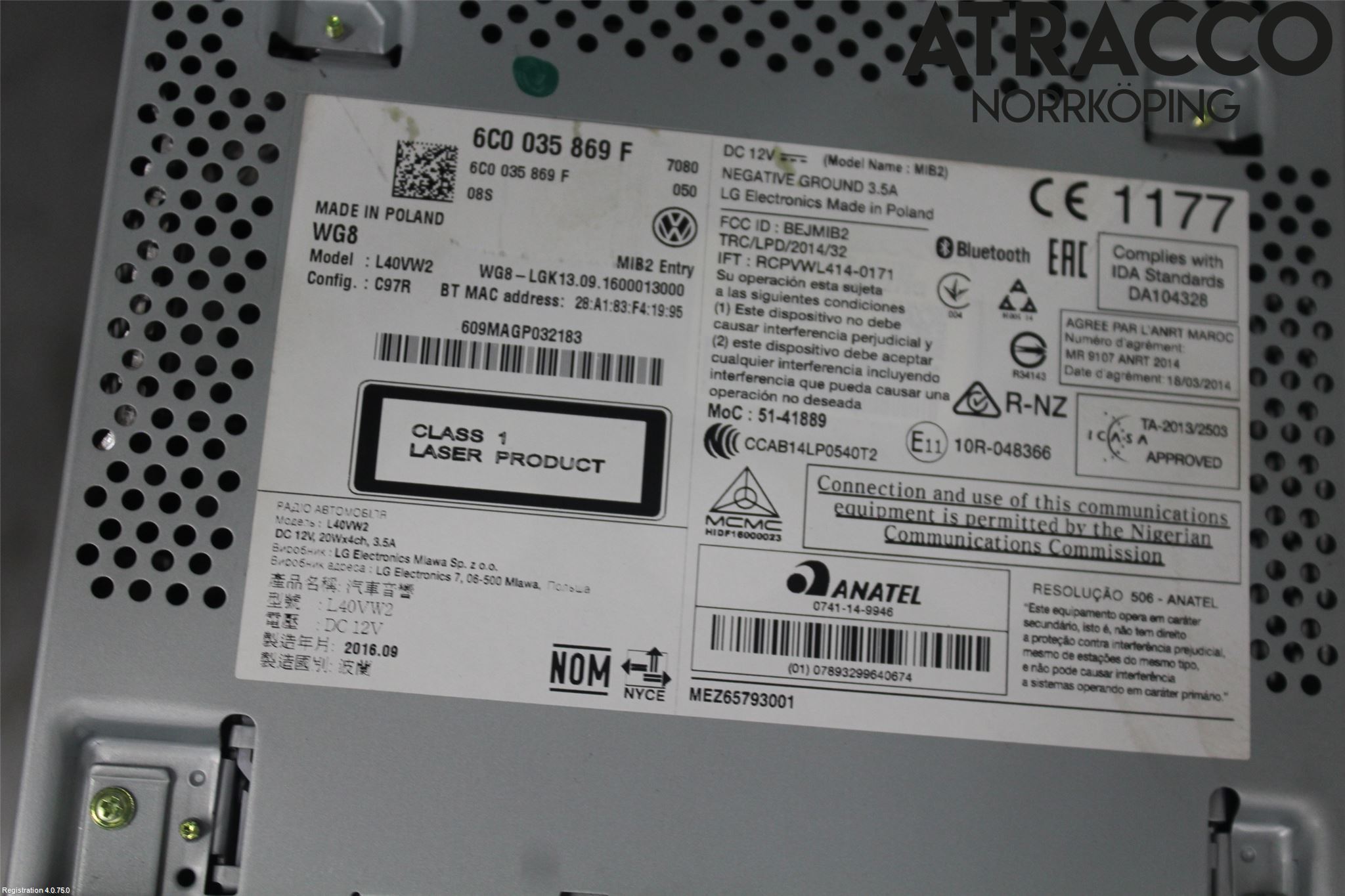 Volkswagen VW POLO 10-17 Stereo Radio Med Cd