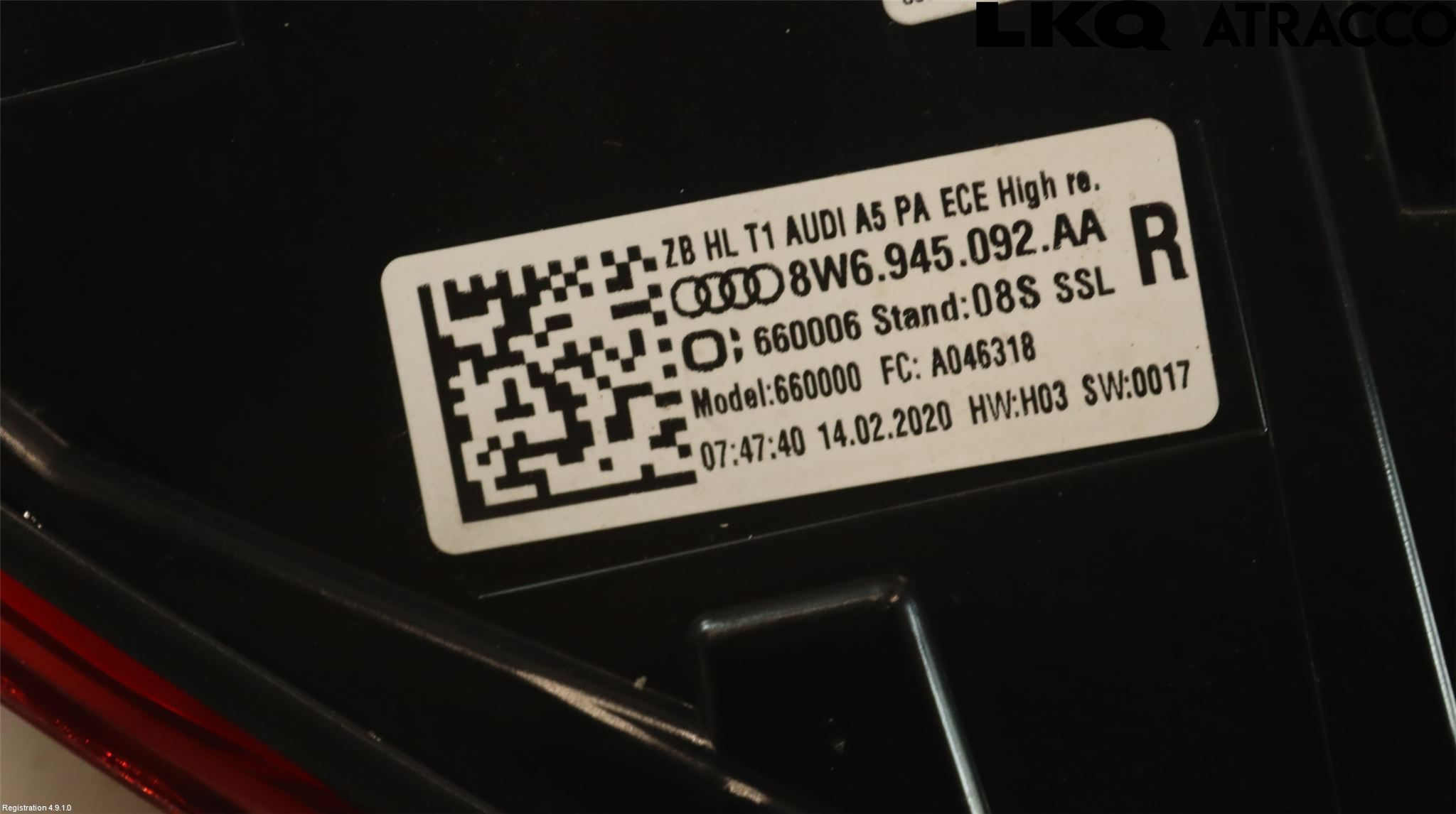 Audi A5 17- Baklykt Høyre