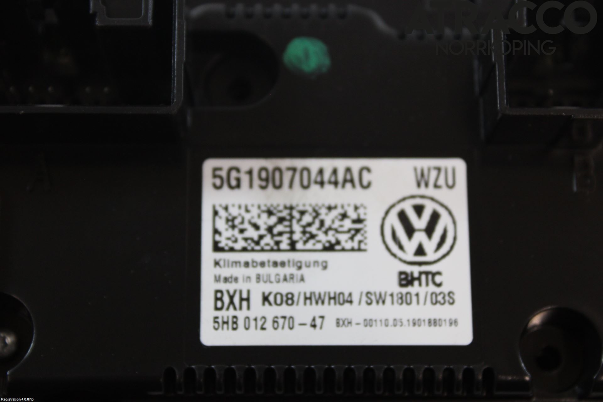 Volkswagen VW GOLF / E-GOLF VII 13-20 Varmeapparat Panel(Regulering)