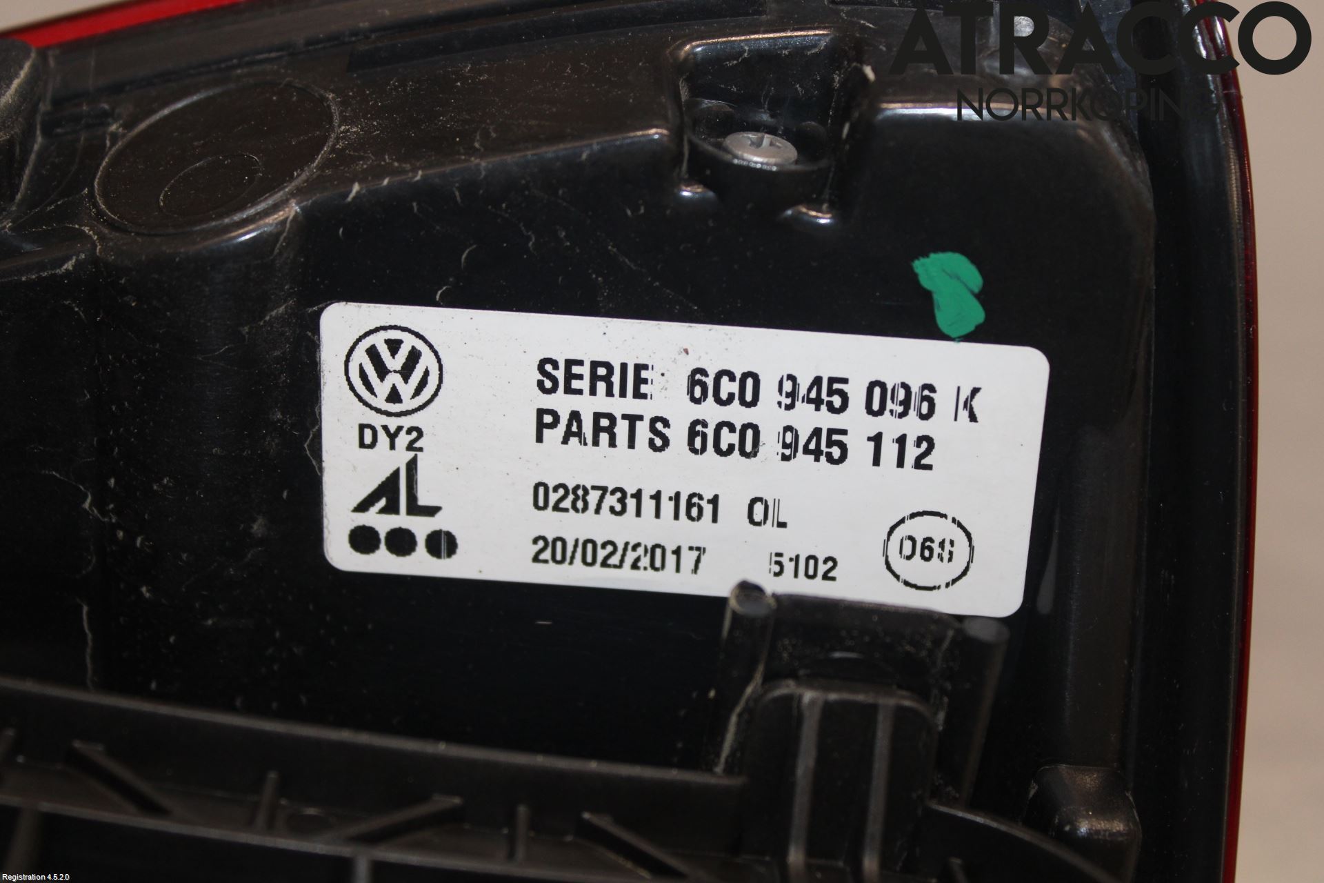 Volkswagen VW POLO 10-17 Baklykt Høyre