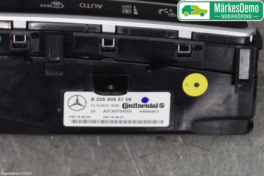 Mercedes-Benz MB C-KLASS (W205) 14-21 Varmeapparat Panel(Regulering)