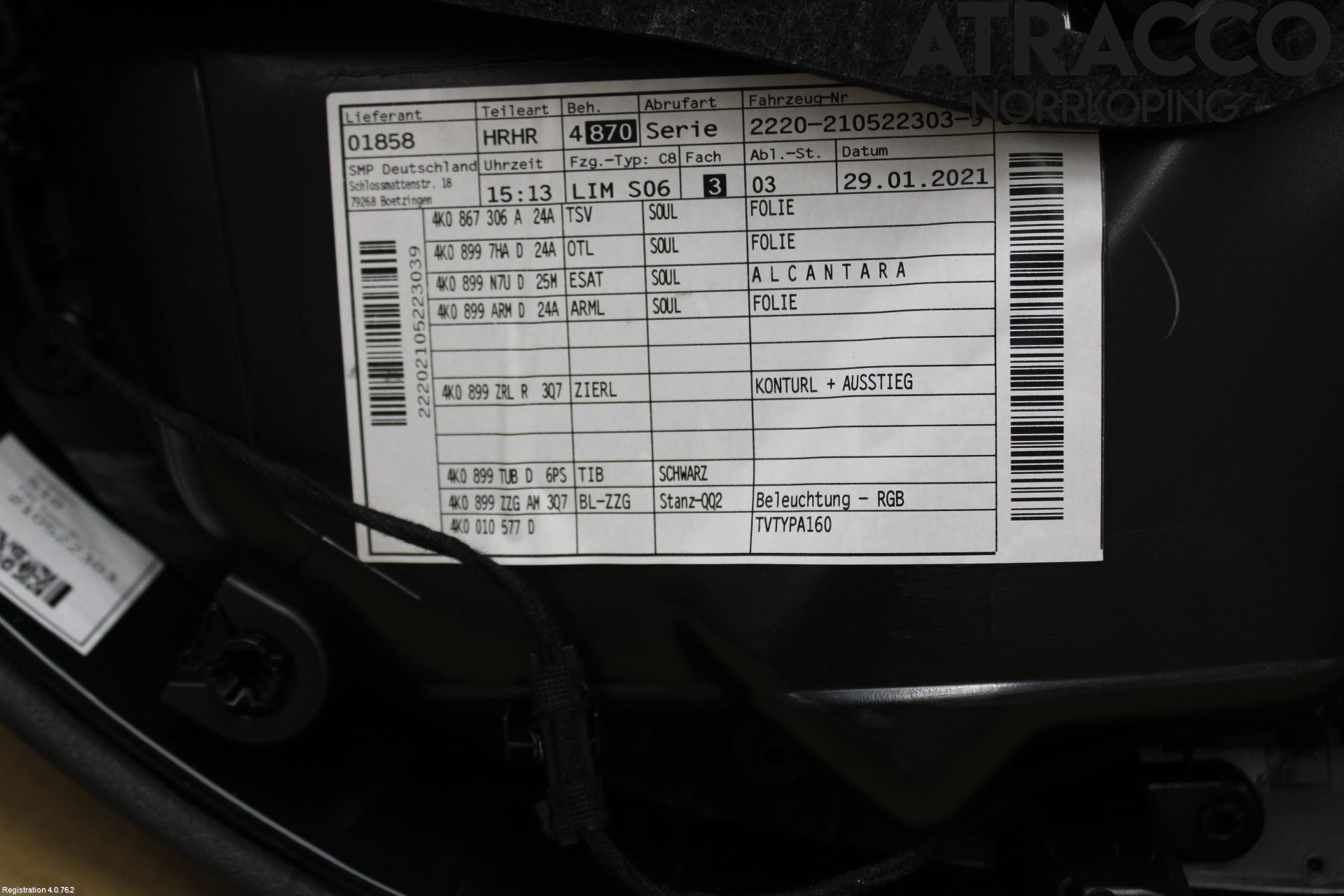 Audi A6 F2/C8 19- Innr Dørtrekk Høyre