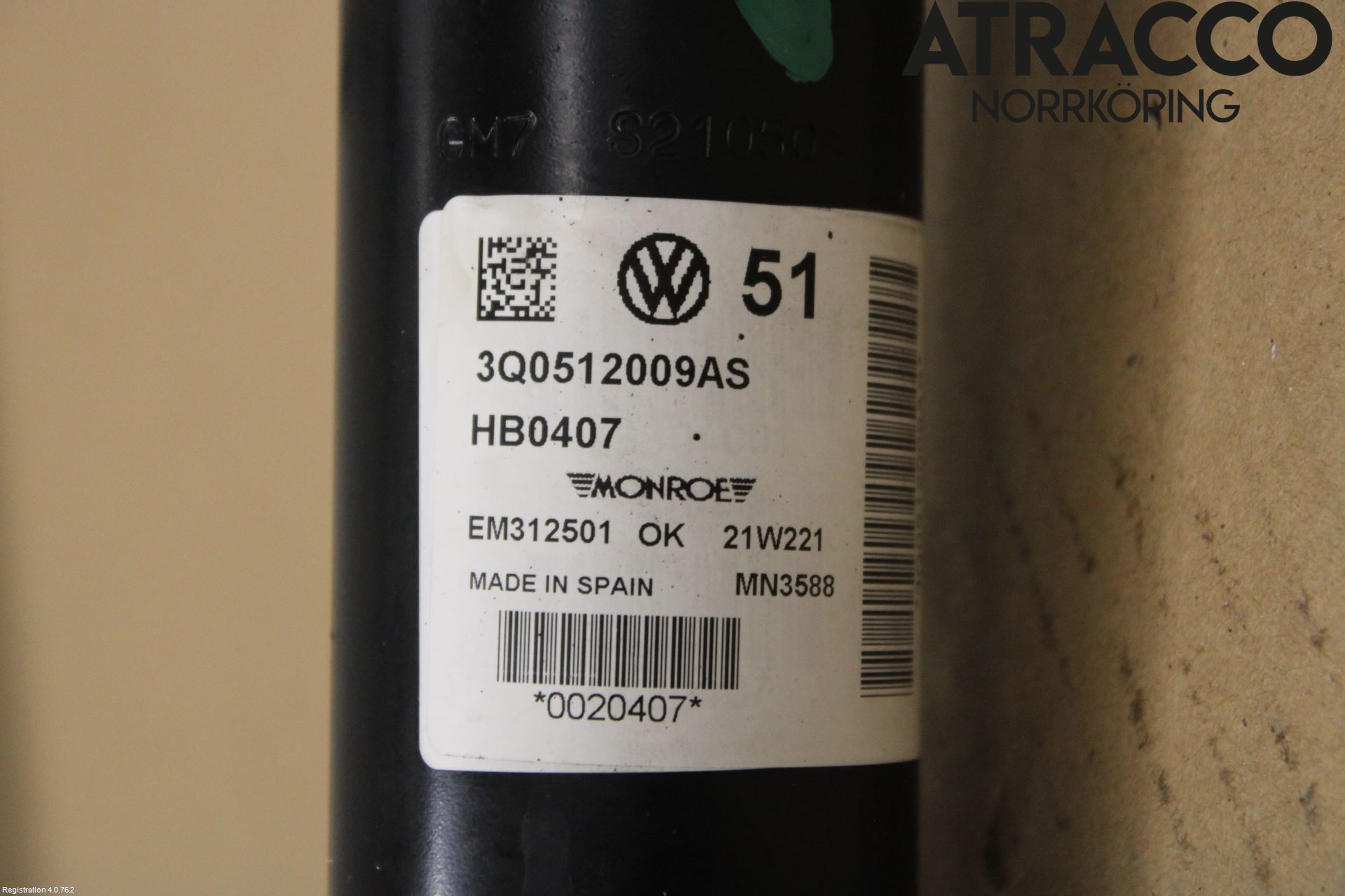 Volkswagen VW ARTEON 17- Støtdemper Bak