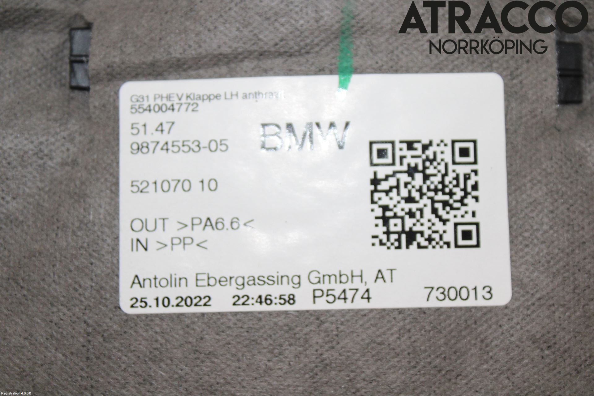 BMW 5 G30/G31/F90 17-23 Innr Sidetrekk-Deksel