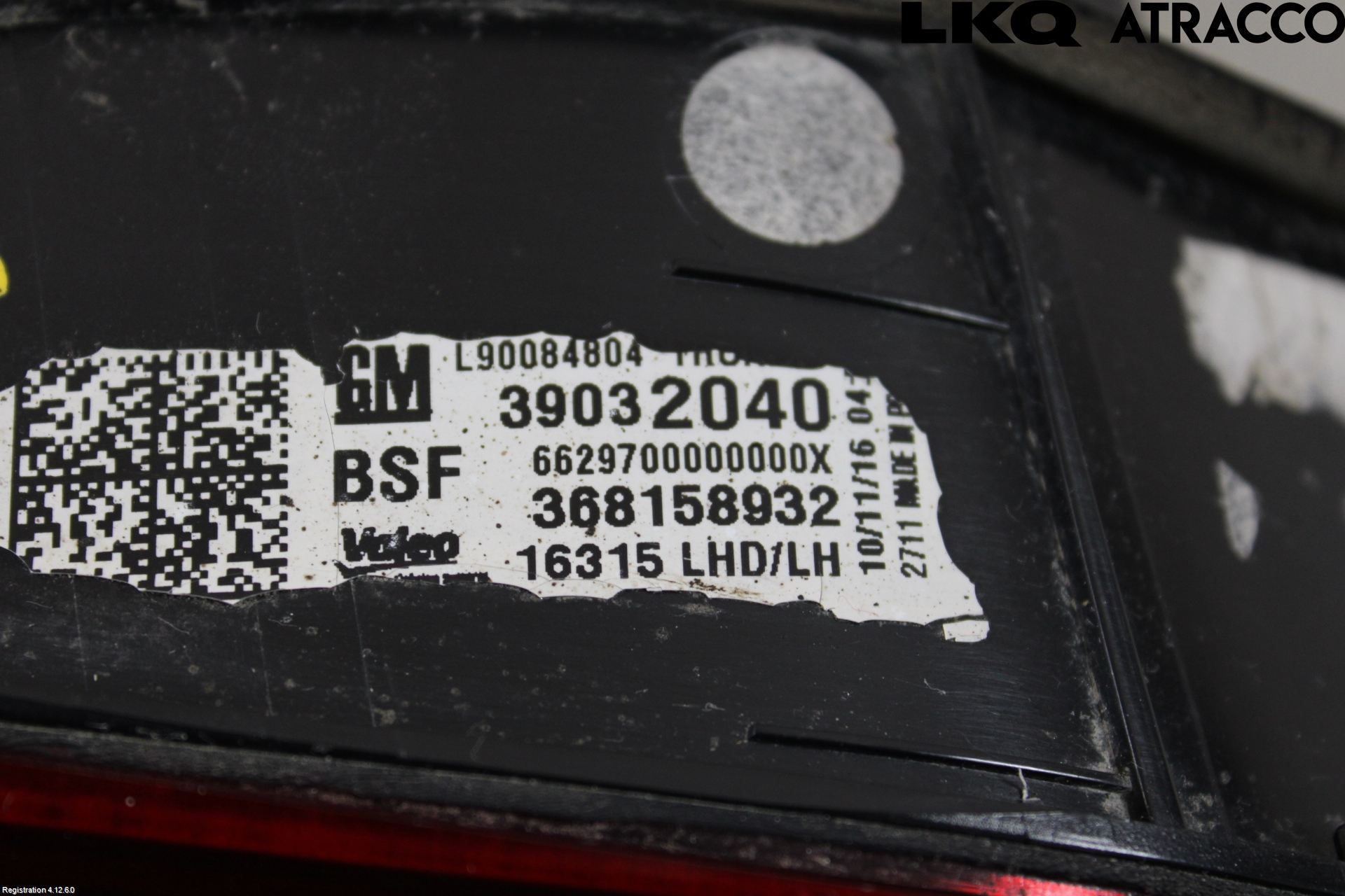 Opel ASTRA K 16-22 Baklykt Venstre  På Luke(Indre