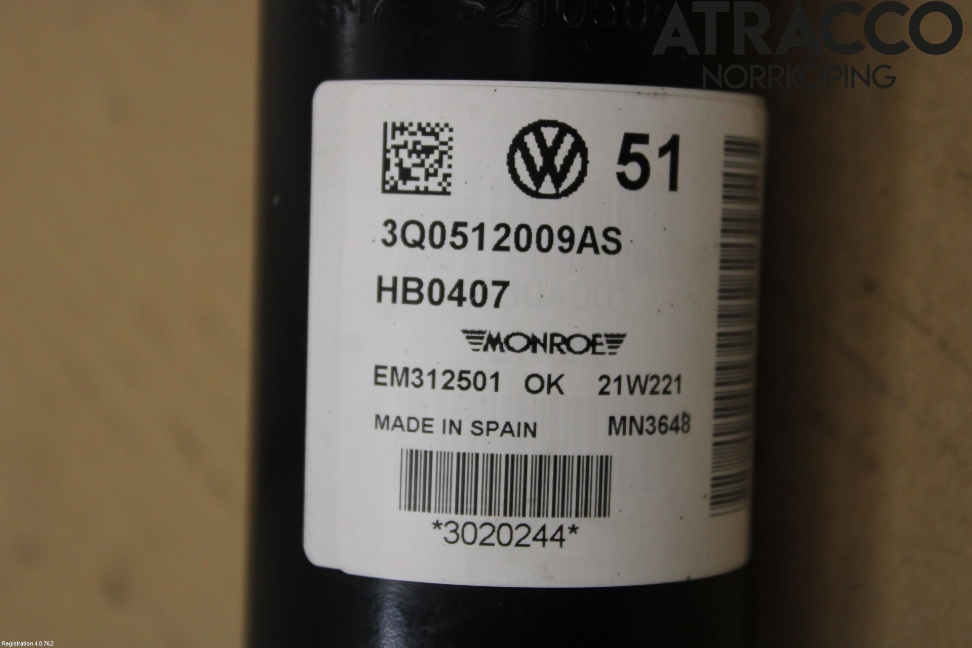 Volkswagen VW ARTEON 17- Støtdemper Bak